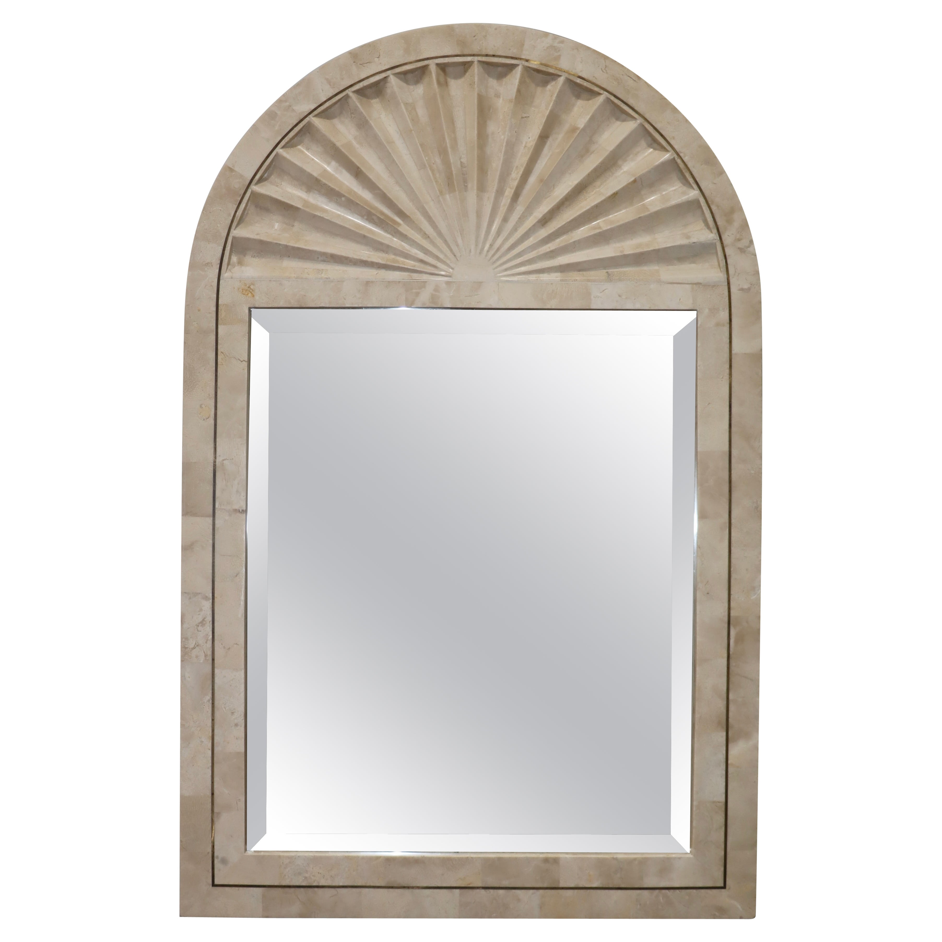 1990
s Tessellated Stone Arched Wall Mirror For Sale