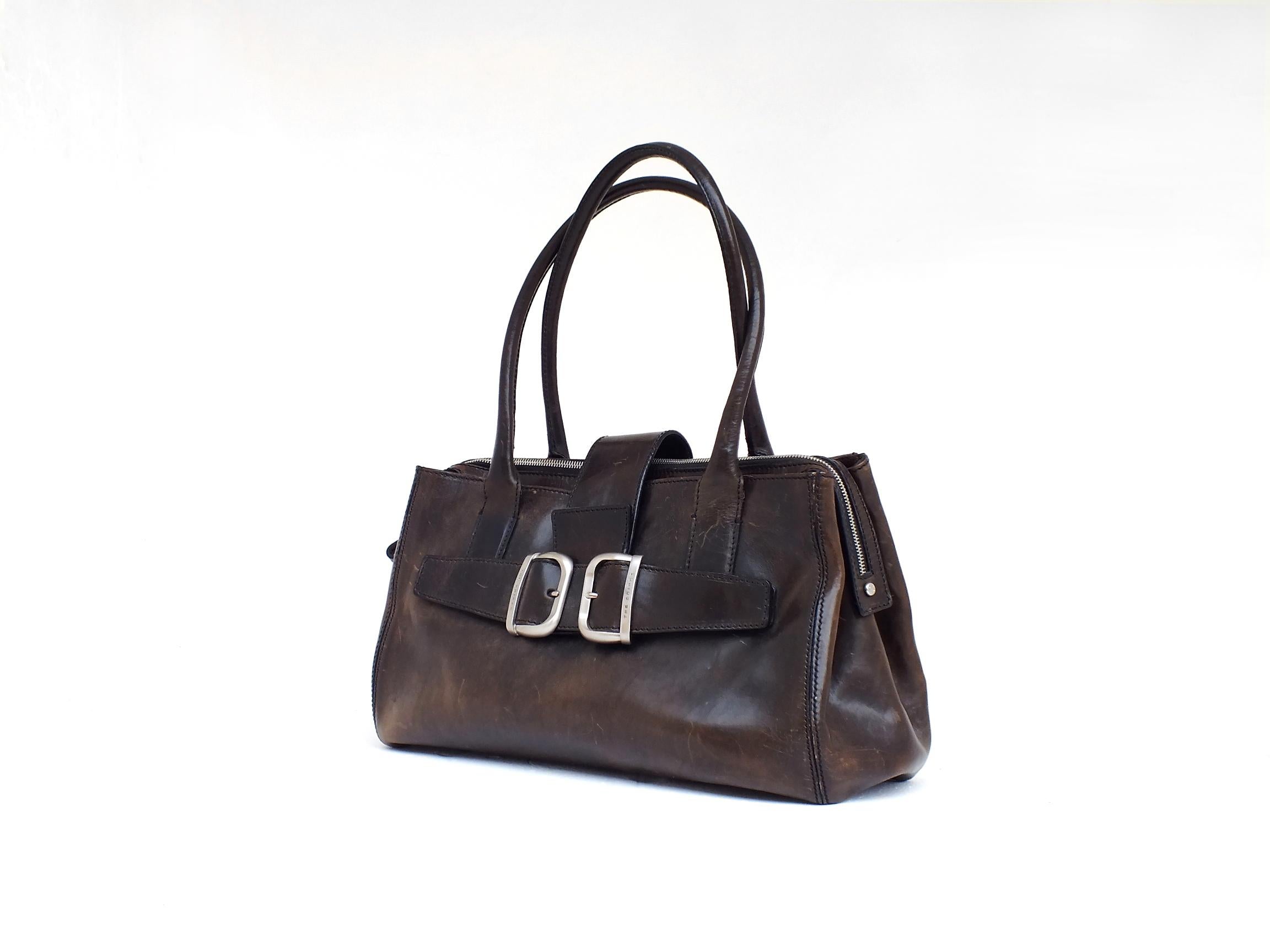 Post-Modern 1990s the Bridge Design Leather Great Bag Years '1990 Perfect Condition For Sale