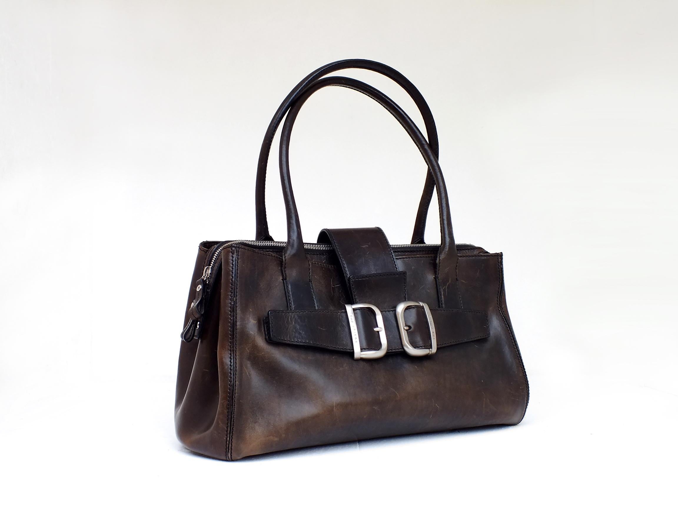 Italian 1990s the Bridge Design Leather Great Bag Years '1990 Perfect Condition For Sale