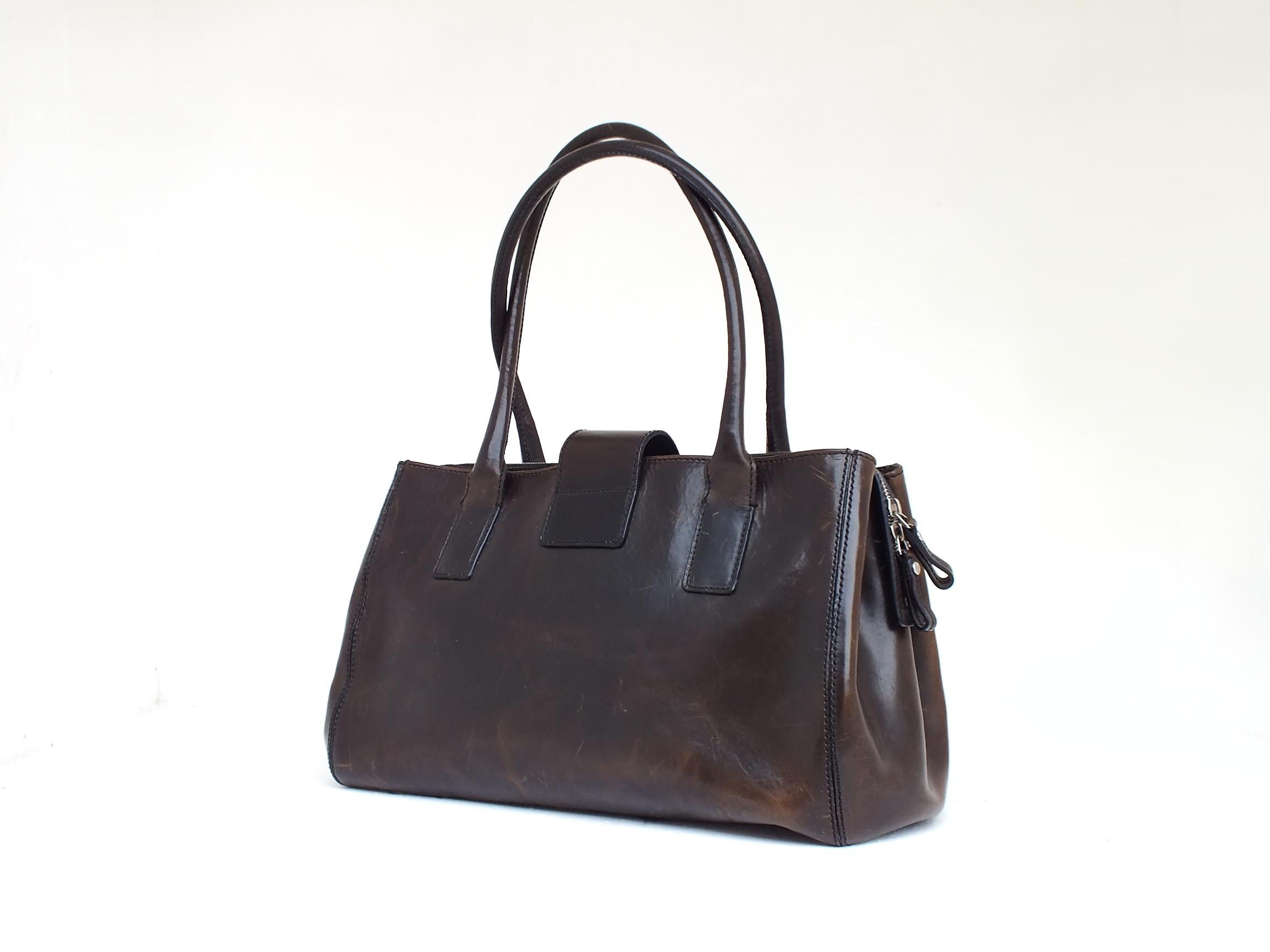 1990s the Bridge Design Leather Great Bag Years '1990 Perfect Condition In Excellent Condition For Sale In Biella, IT