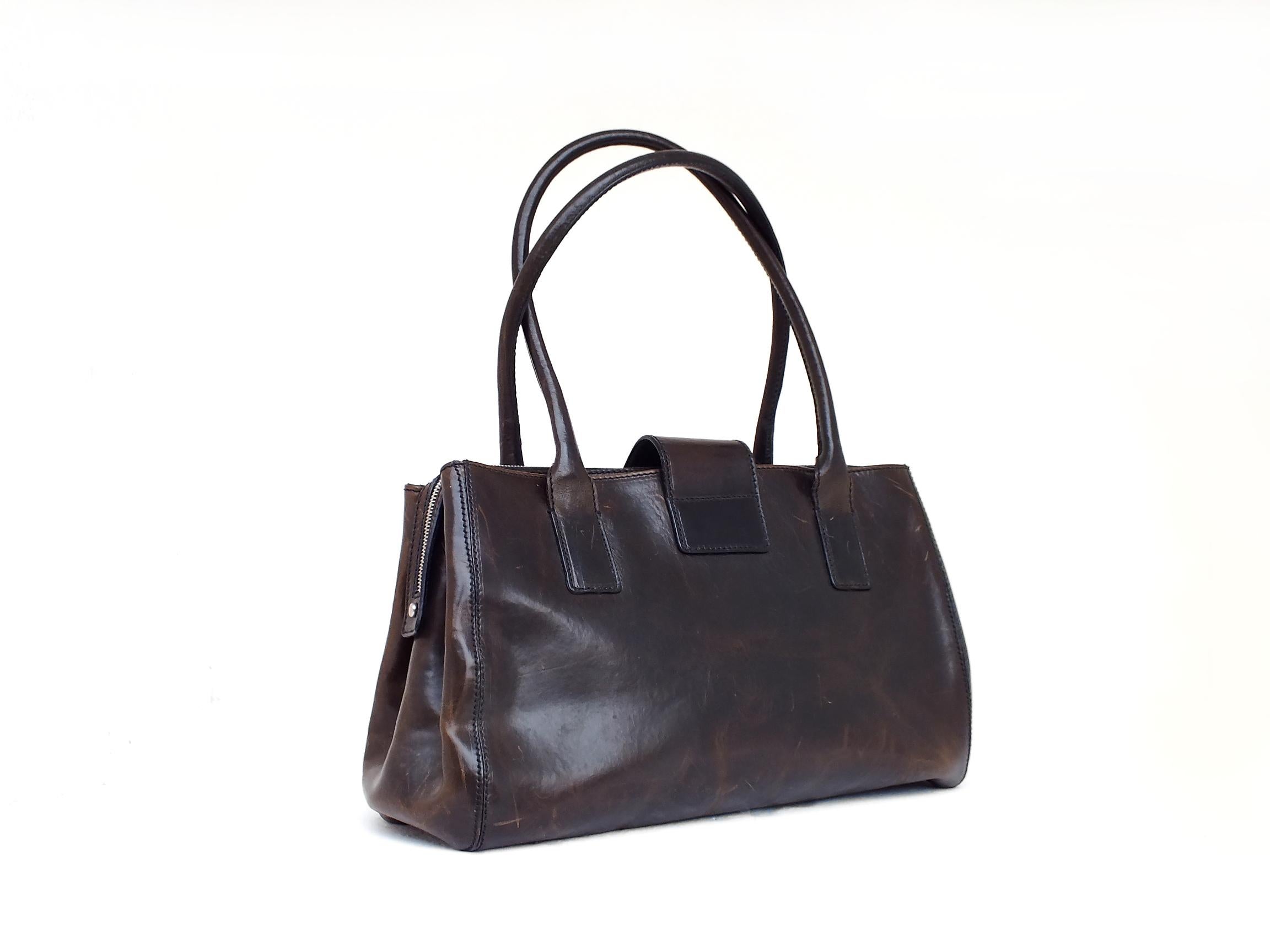 Late 20th Century 1990s the Bridge Design Leather Great Bag Years '1990 Perfect Condition For Sale