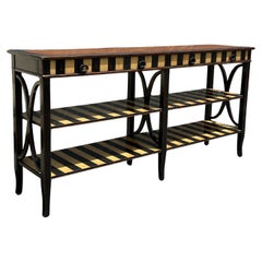 1990 Theodore Alexander Table console bibliothèque à rayures peintes