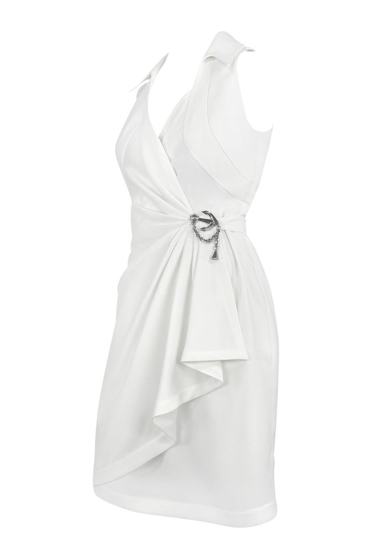 collared backless dress 1990s Thierry Mugler Anchor Brooch White Plunging Wrap FR40 For Sale at 1stDibs springbreakbeachdays Early 1990s Calvin Klein Color:Custom Color（leaving a note） line fit