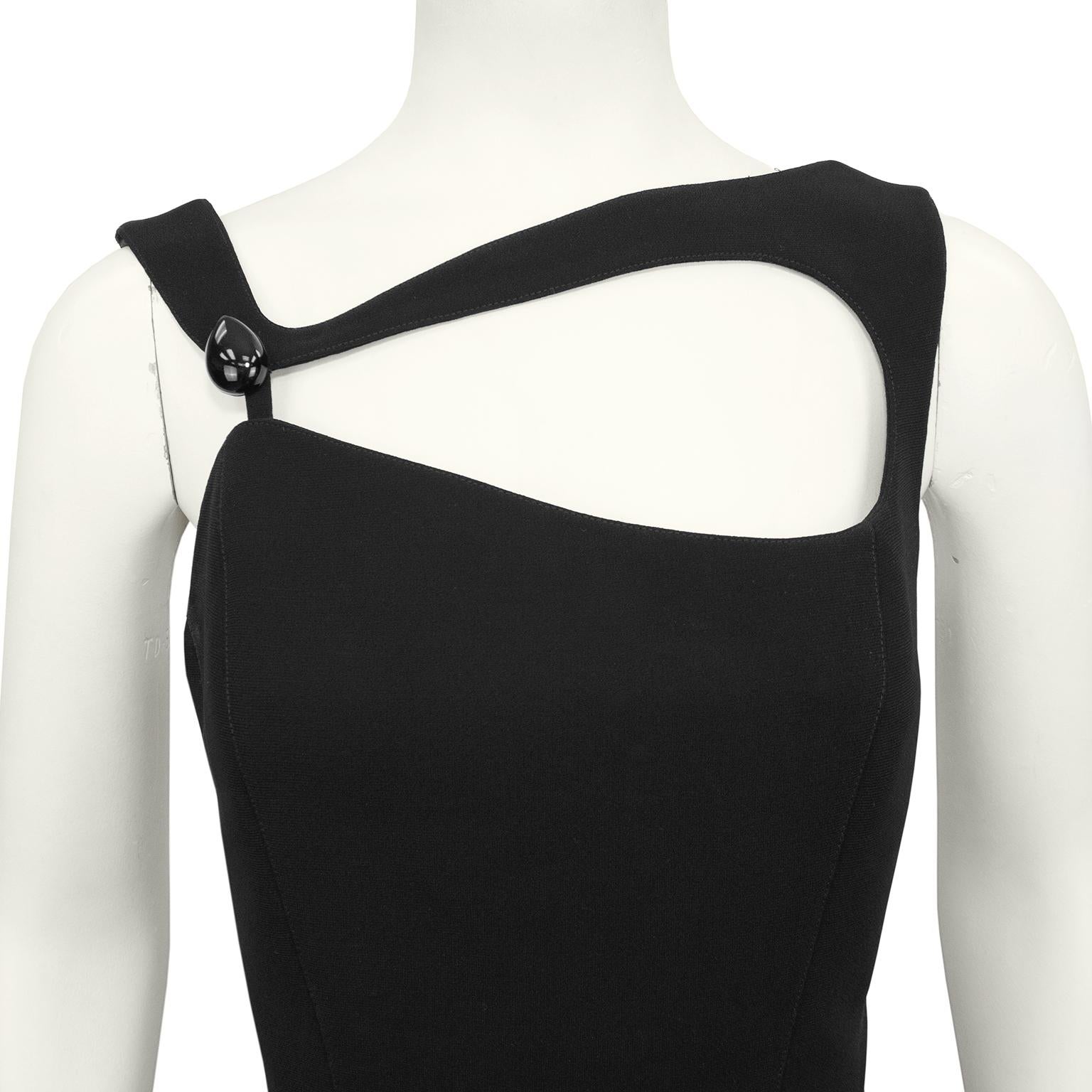 1990s Thierry Mugler Asymmetrical Little Black Dress For Sale at 1stDibs