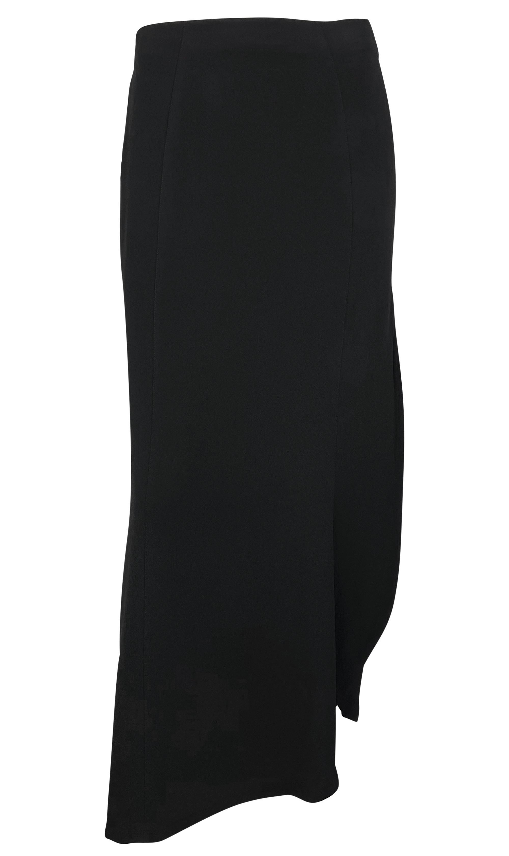 1990s Thierry Mugler Black Asymmetric High-Slit Midi Skirt In Excellent Condition For Sale In West Hollywood, CA