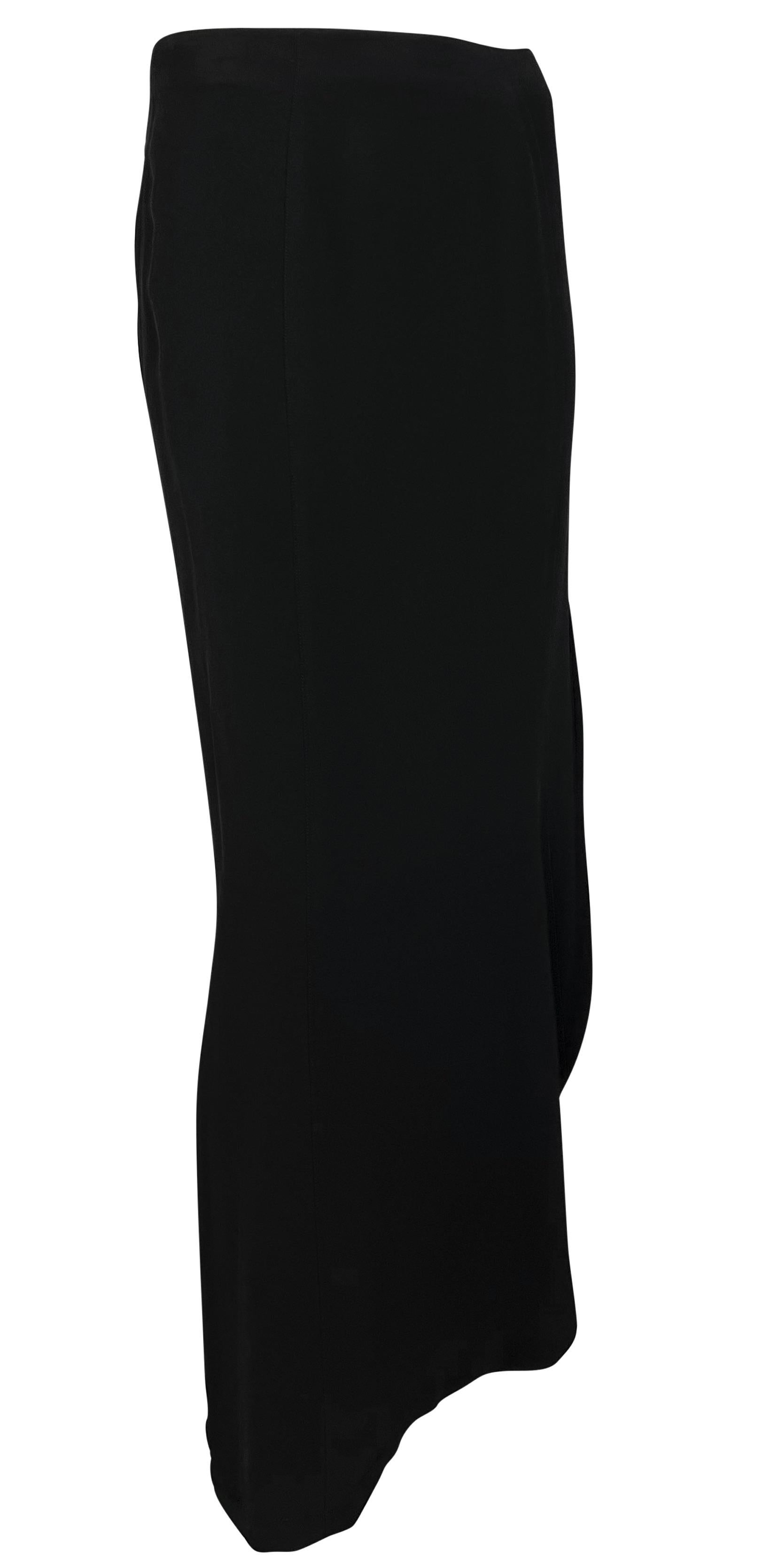 Women's or Men's 1990s Thierry Mugler Black Asymmetric High-Slit Midi Skirt For Sale
