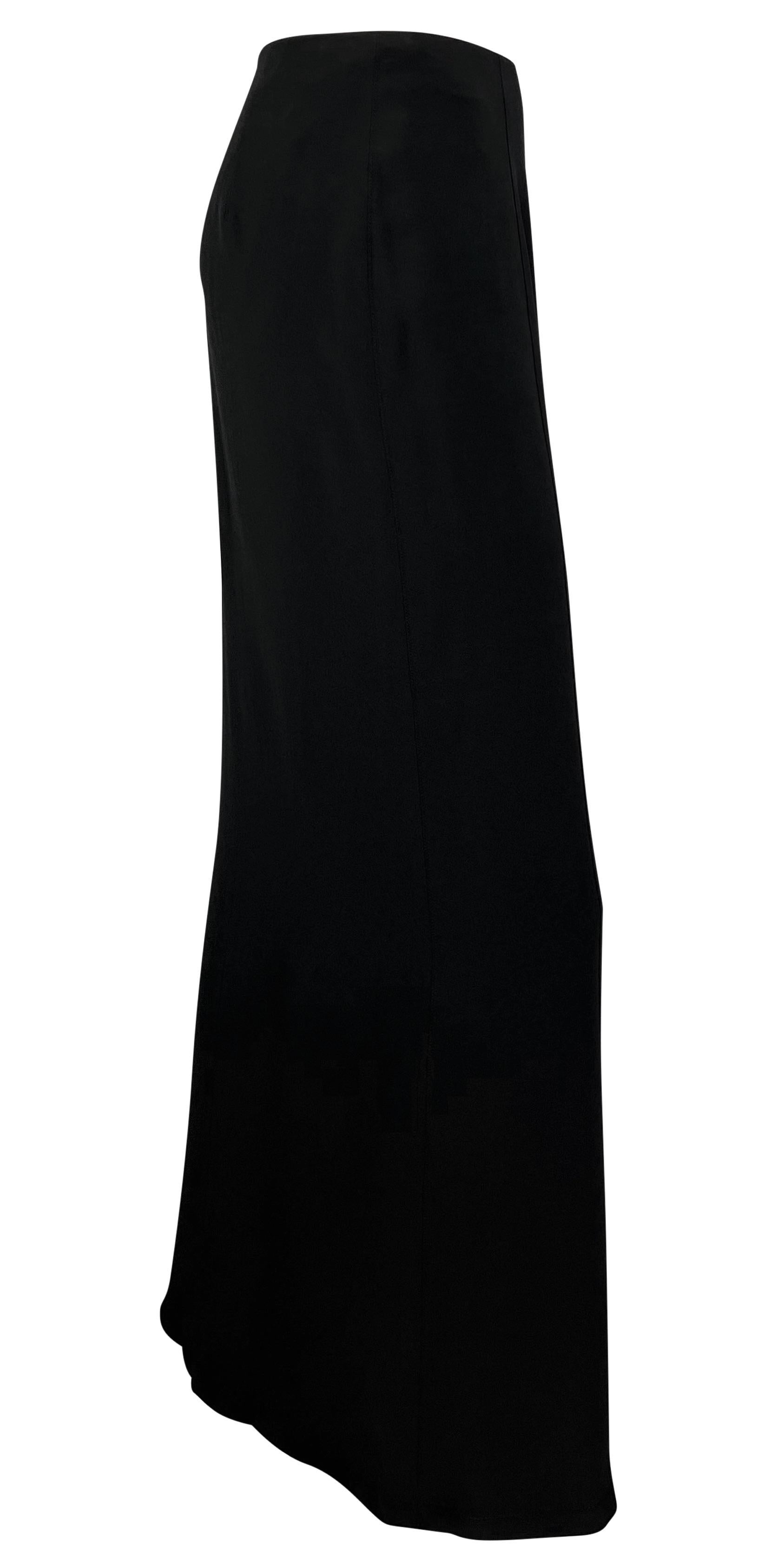 1990s Thierry Mugler Black Asymmetric High-Slit Midi Skirt For Sale 1
