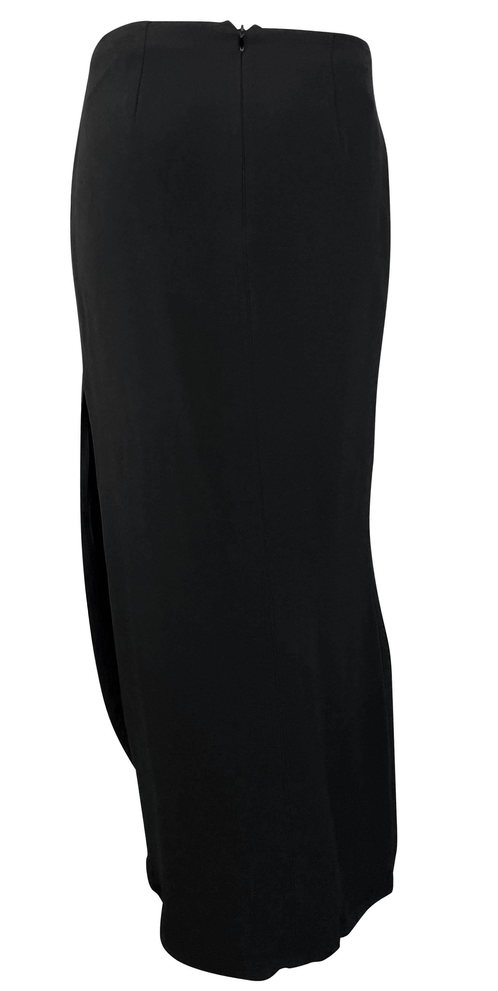 1990s Thierry Mugler Black Asymmetric High-Slit Midi Skirt For Sale 2
