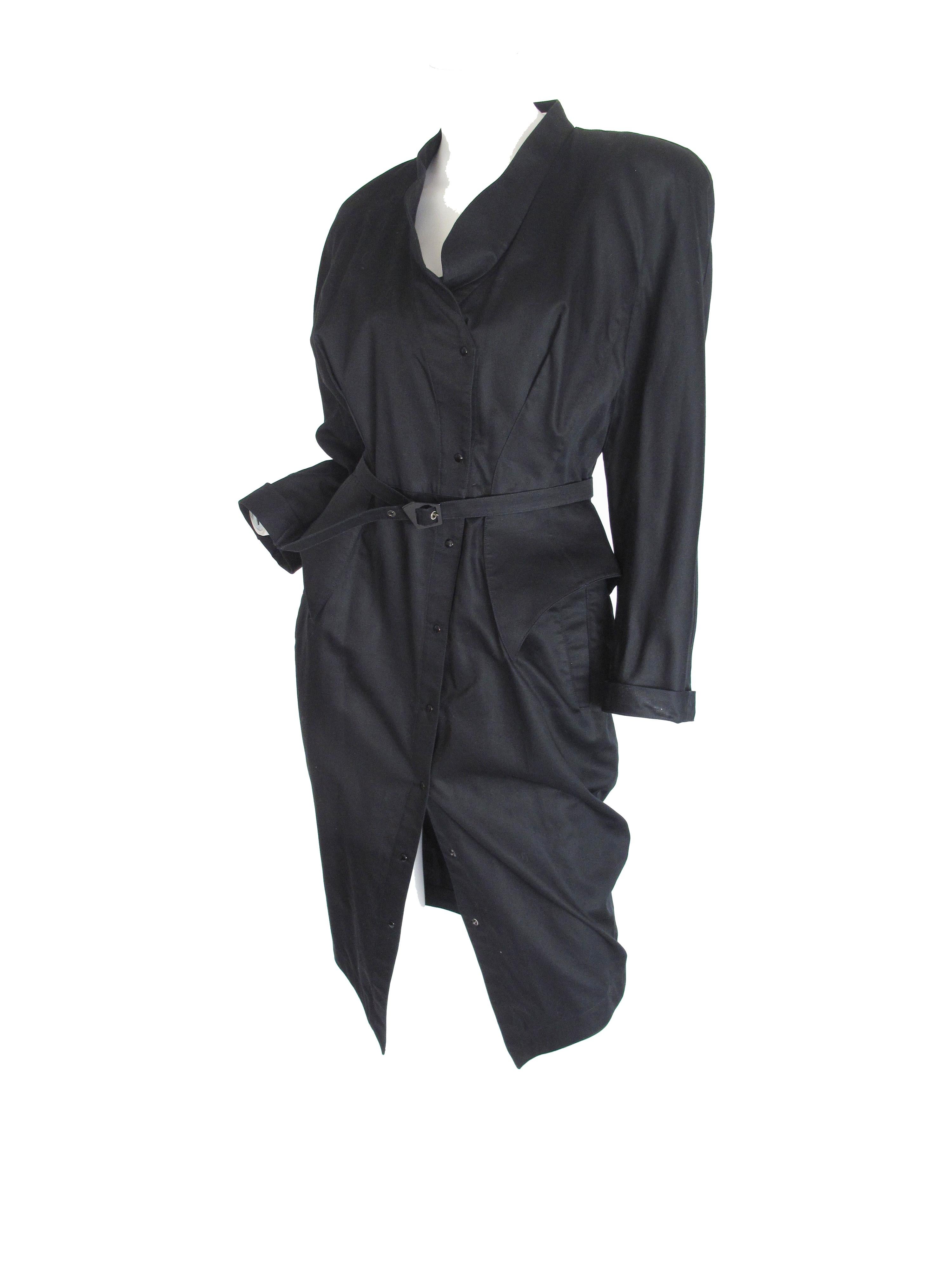 Women's 1990s Thierry Mugler Black Cotton Dress
