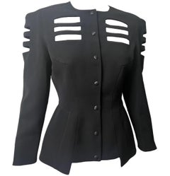 1990's Thierry Mugler Black Cutout Panel Jacket