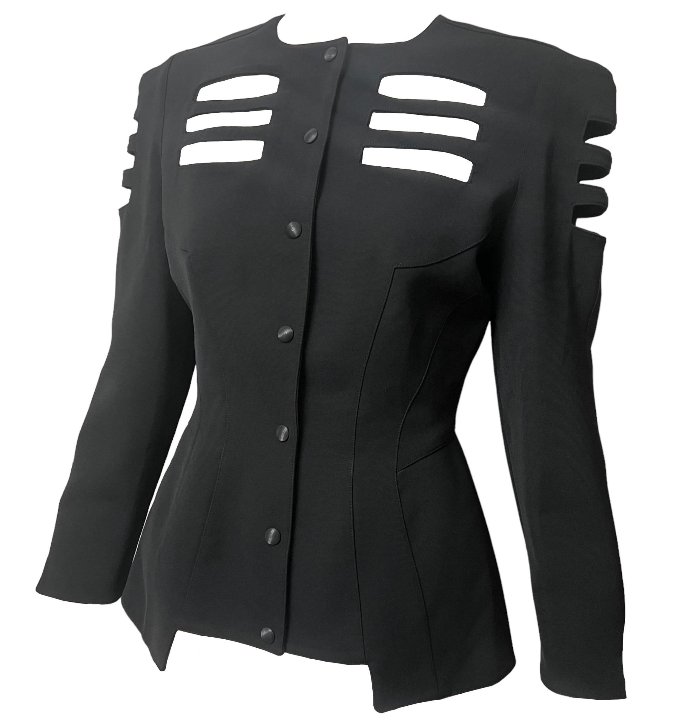 1990's Thierry Mugler Black Cutout Panel Jacket In Excellent Condition For Sale In Concord, NC