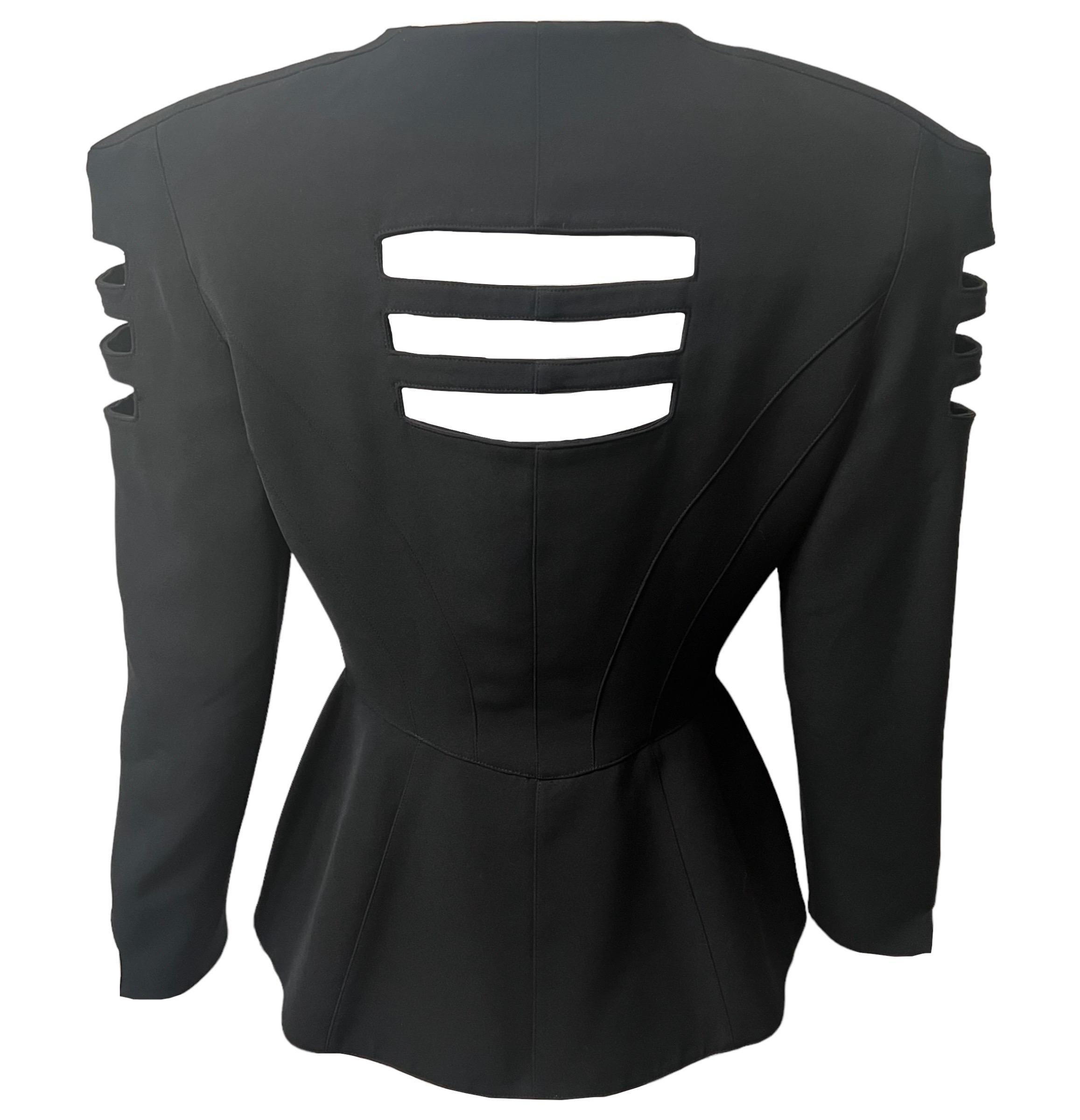 Women's 1990's Thierry Mugler Black Cutout Panel Jacket For Sale