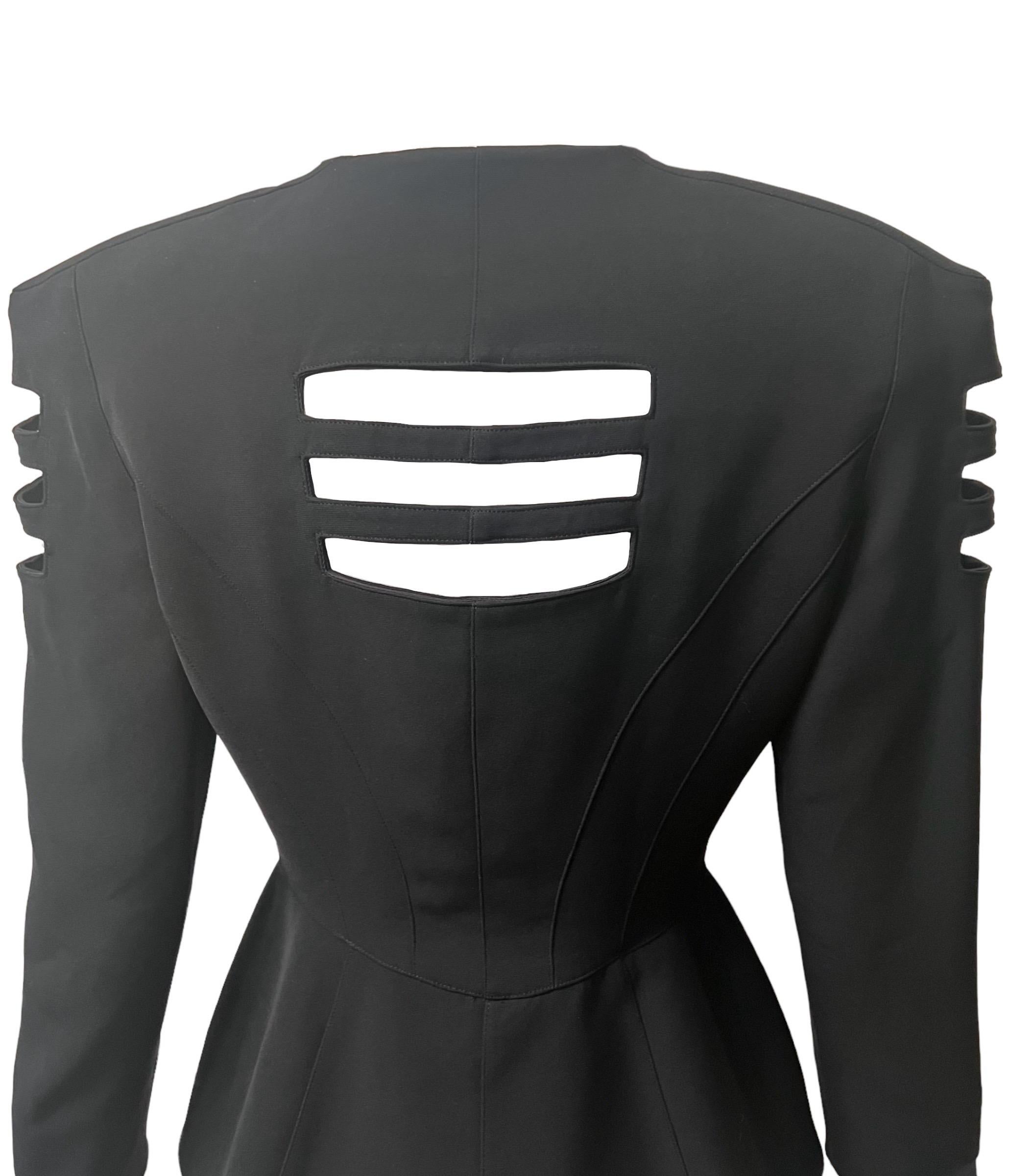 1990's Thierry Mugler Black Cutout Panel Jacket For Sale 2