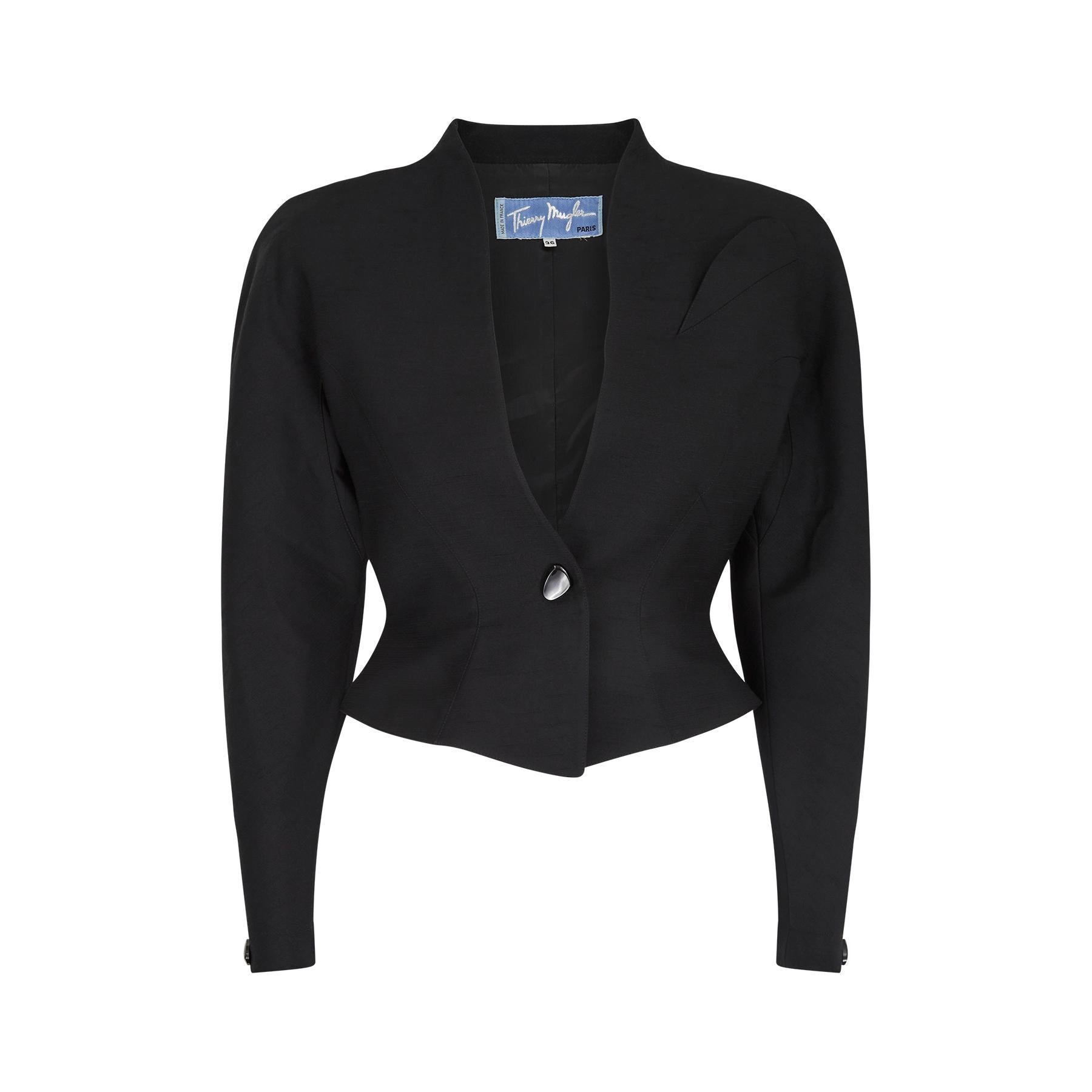 1990s Thierry Mugler Black Dolman Sleeve Jacket For Sale