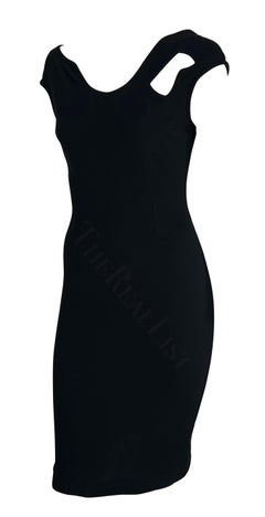 1990s Thierry Mugler Black Knit Cut Out Abstract Dress