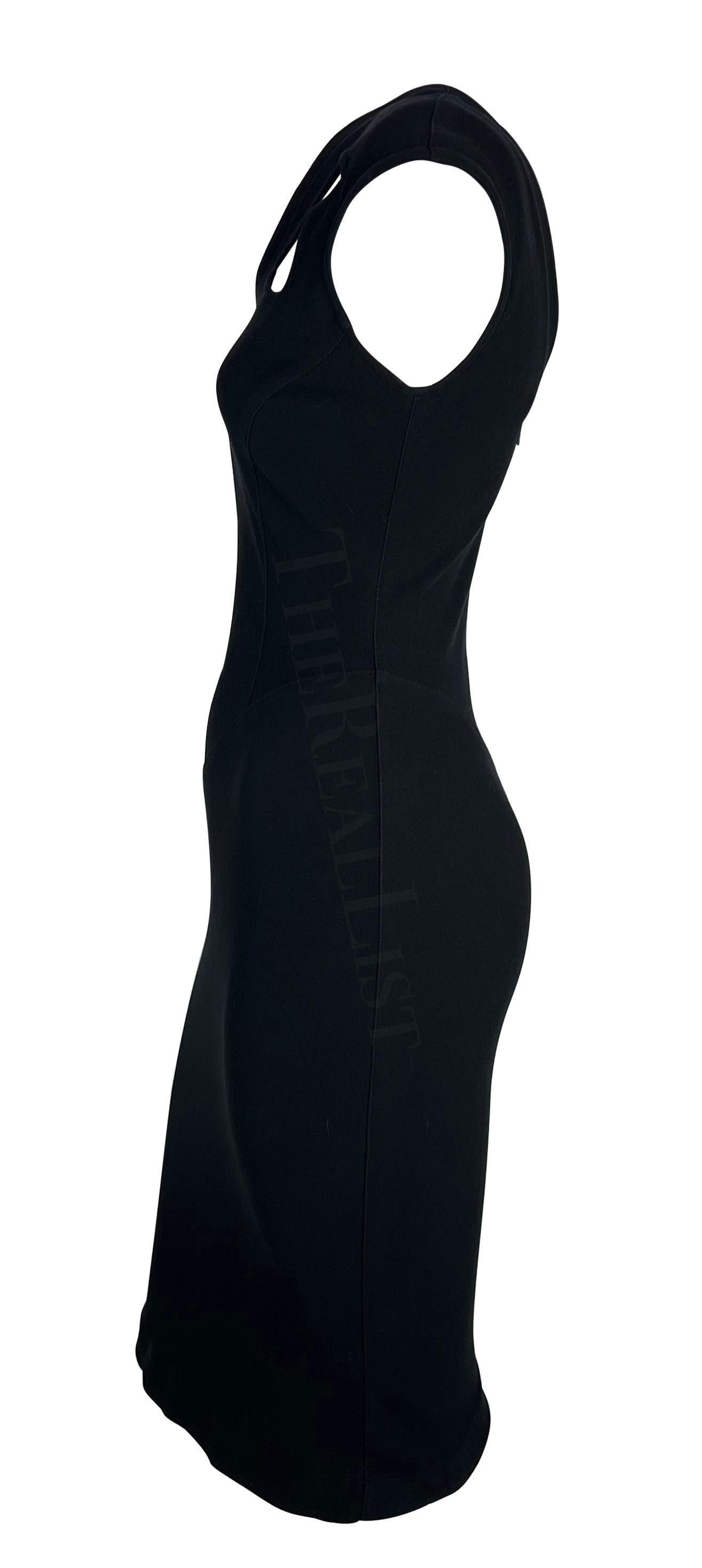 1990er Thierry Mugler Schwarzes abstraktes Strickkleid mit Ausschnitt im Zustand „Hervorragend“ im Angebot in West Hollywood, CA