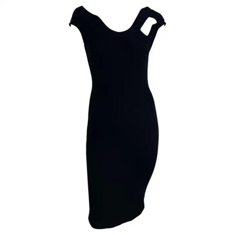 Thierry Mugler - Robe en maille noire à découpes abstraites des années 1990