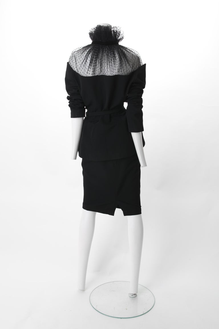 1990s Thierry Mugler Black Suit with Net Yoke at 1stDibs
