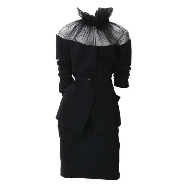 1990s Thierry Mugler Black Suit with Net Yoke at 1stDibs