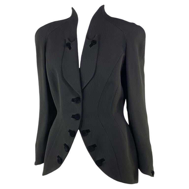 Blazer Thierry Mugler Gris Foncé - Taille 44, Style Militaire Vintage Années 90