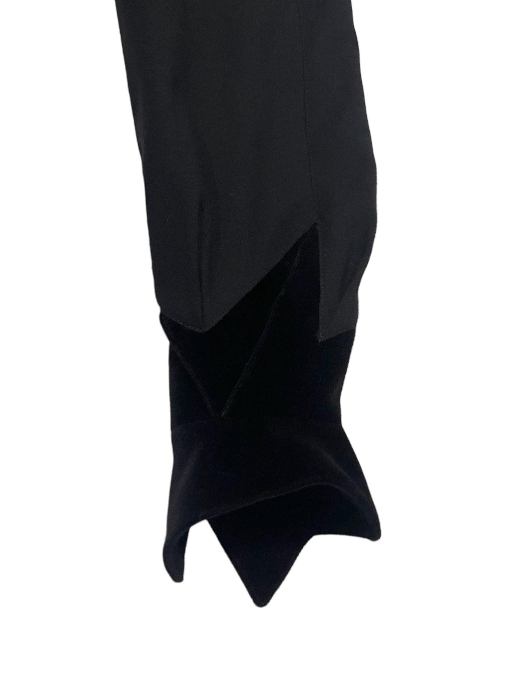 1990's Thierry Mugler Black Velvet Trim Sculptural Pantsuit  10