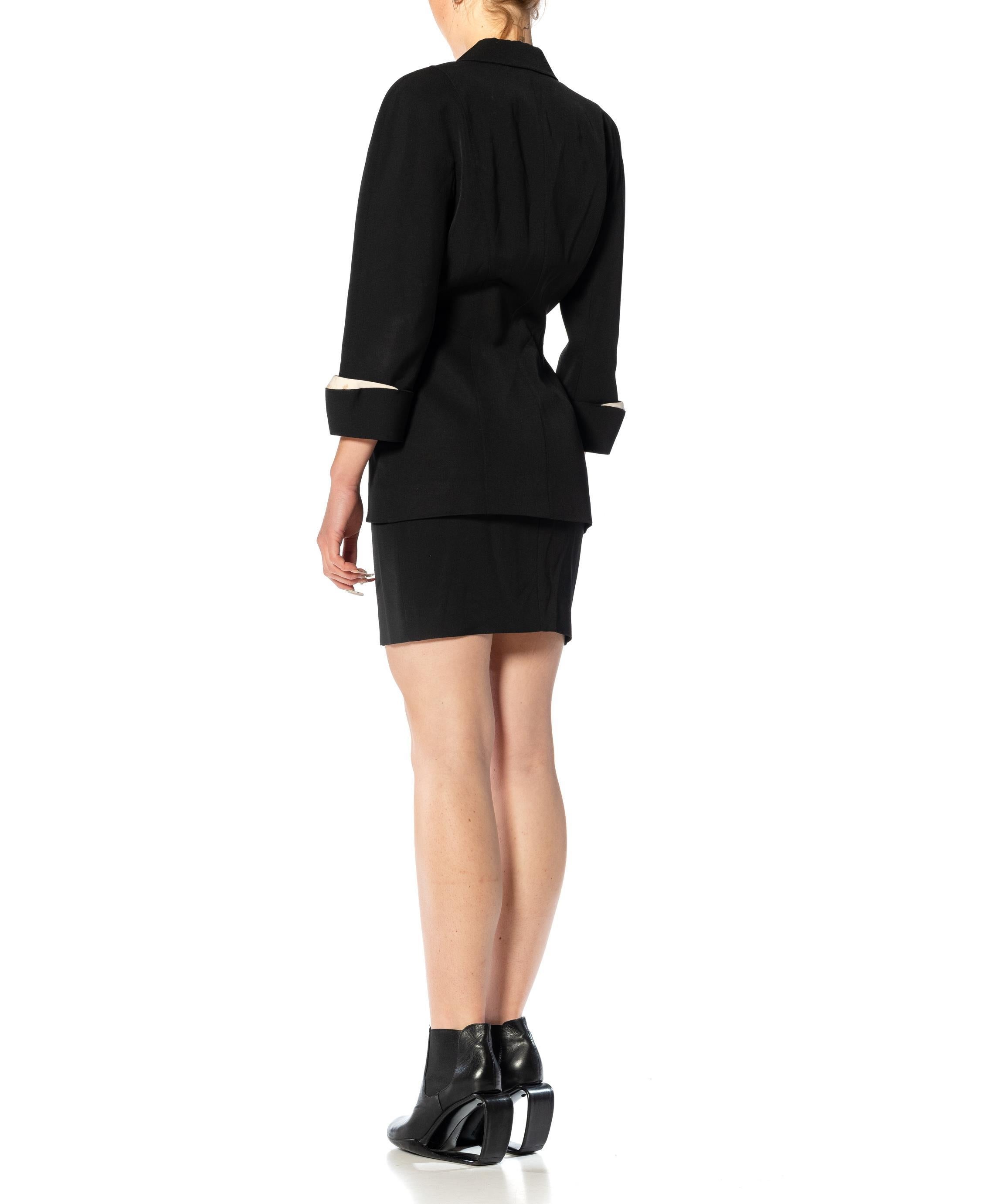 1990S THIERRY MUGLER Black & White Wool Skirt Suit For Sale 13