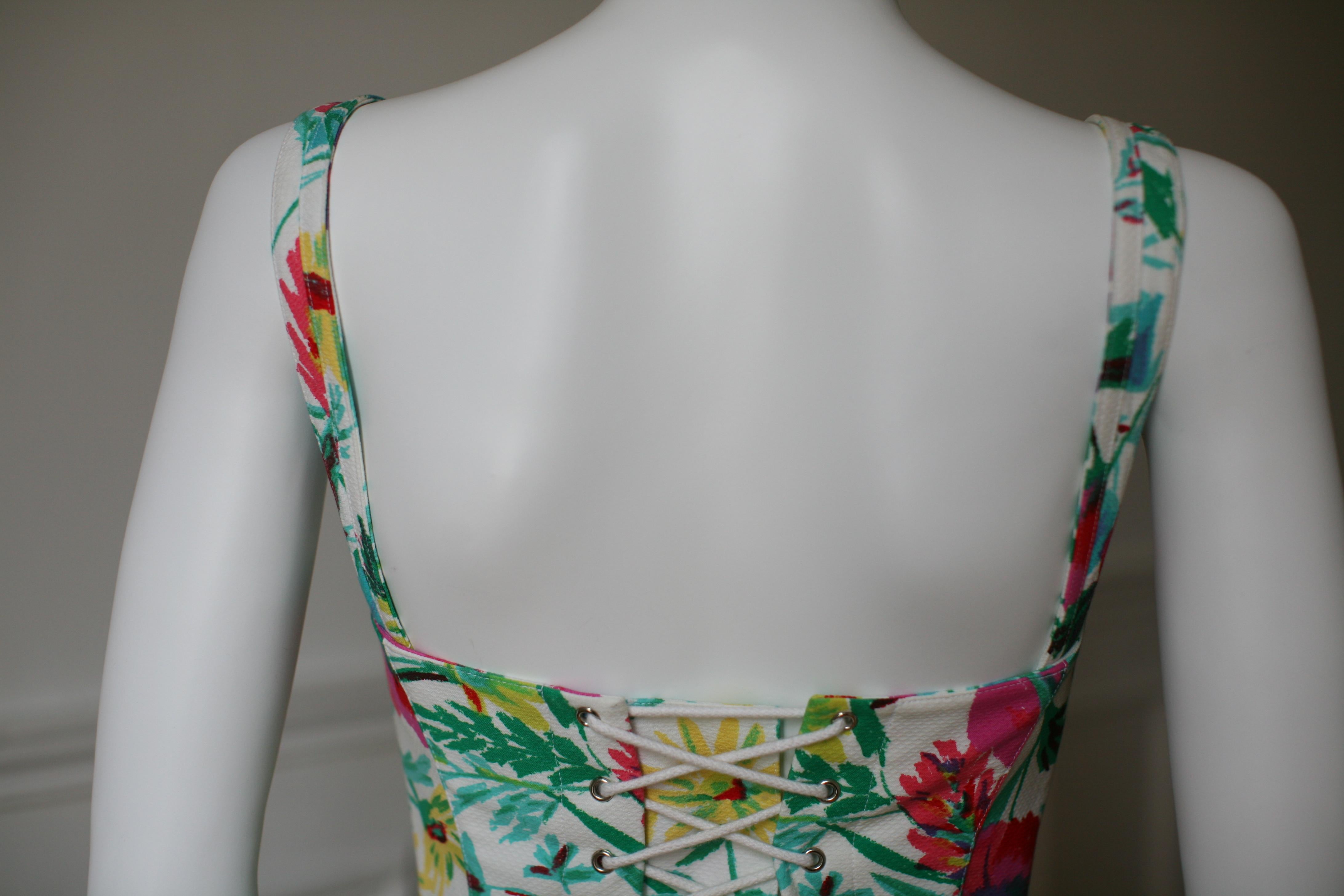 1990's Thierry Mugler Corset Bustier Floral Print XS/S 2