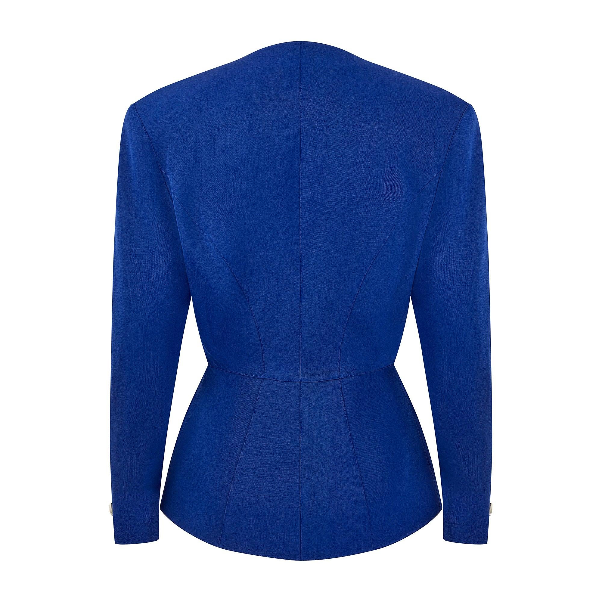 Blu Giacca in lana blu Thierry Mugler Couture degli anni '90 in vendita
