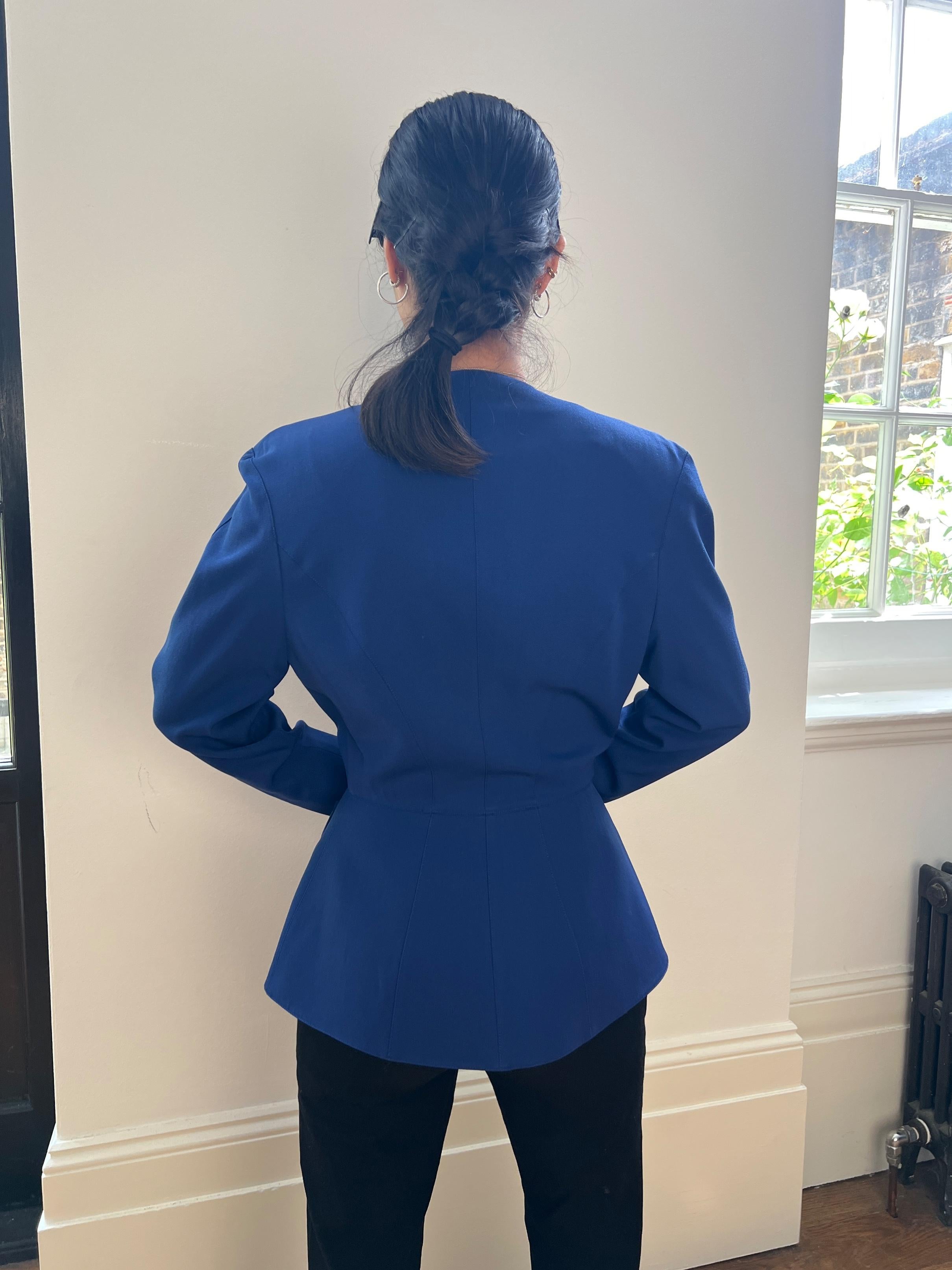 Giacca in lana blu Thierry Mugler Couture degli anni '90 in vendita 1