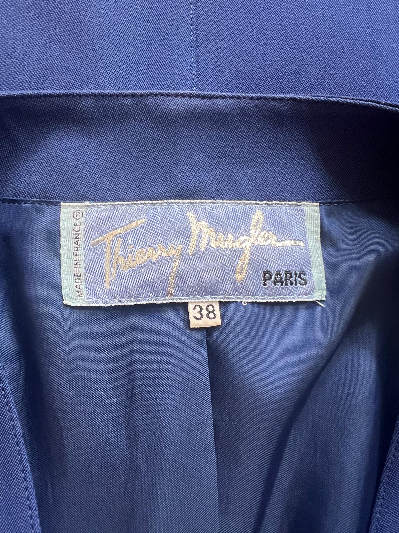 Giacca in lana blu Thierry Mugler Couture degli anni '90 in vendita 2
