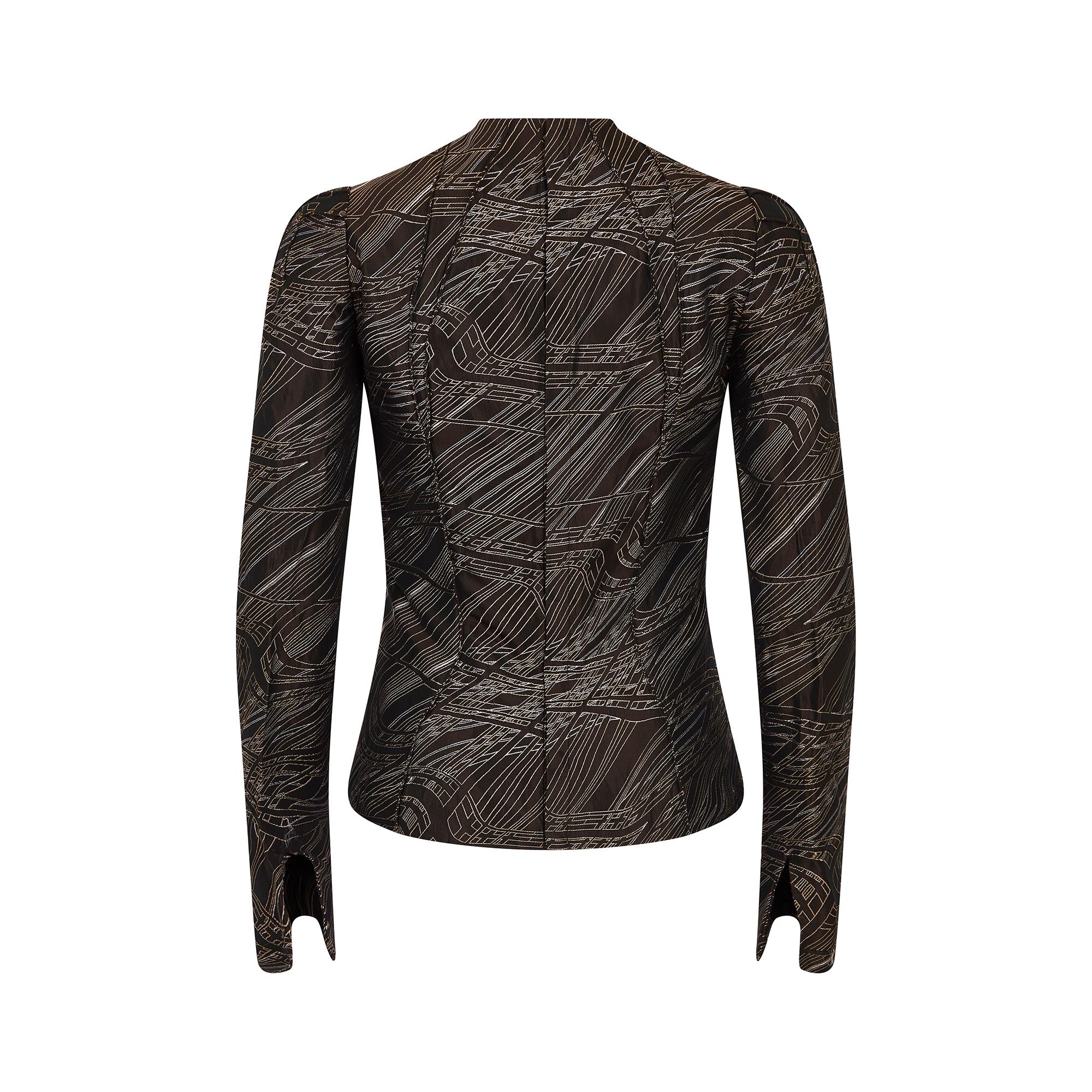 1990s Thierry Mugler Couture Brown Abstract Print Jacket In Excellent Condition For Sale In London, GB