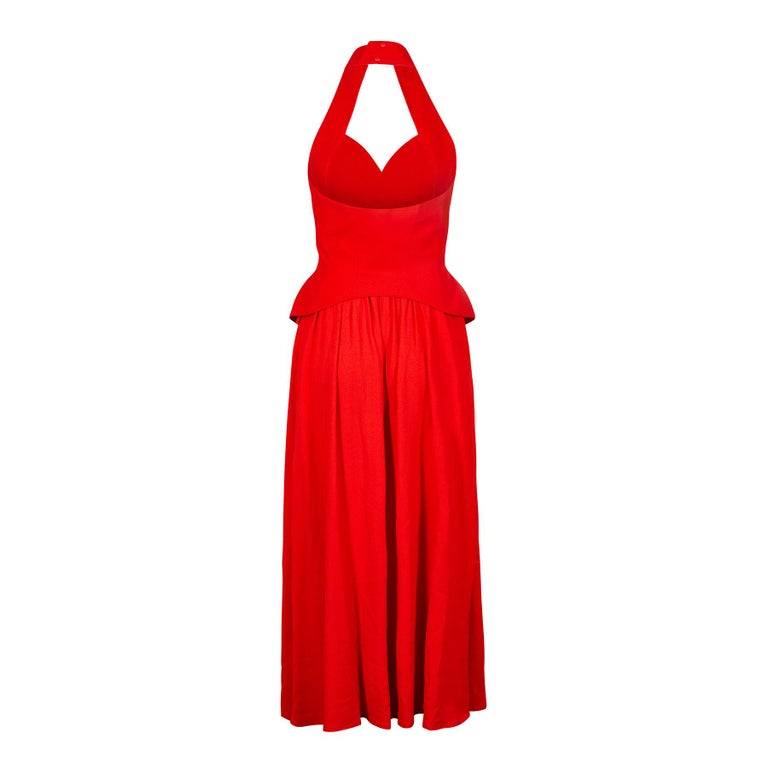 1990s Thierry Mugler Couture Halter Neck Red Dress For Sale at 1stDibs ...