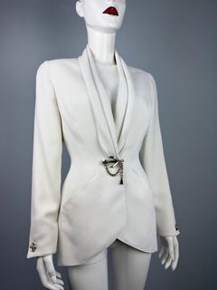 1990s Thierry Mugler Cruise White Jacket with Anchor Details