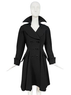 1990's Thierry Mugler Dramatic Black Velvet Trim Coat