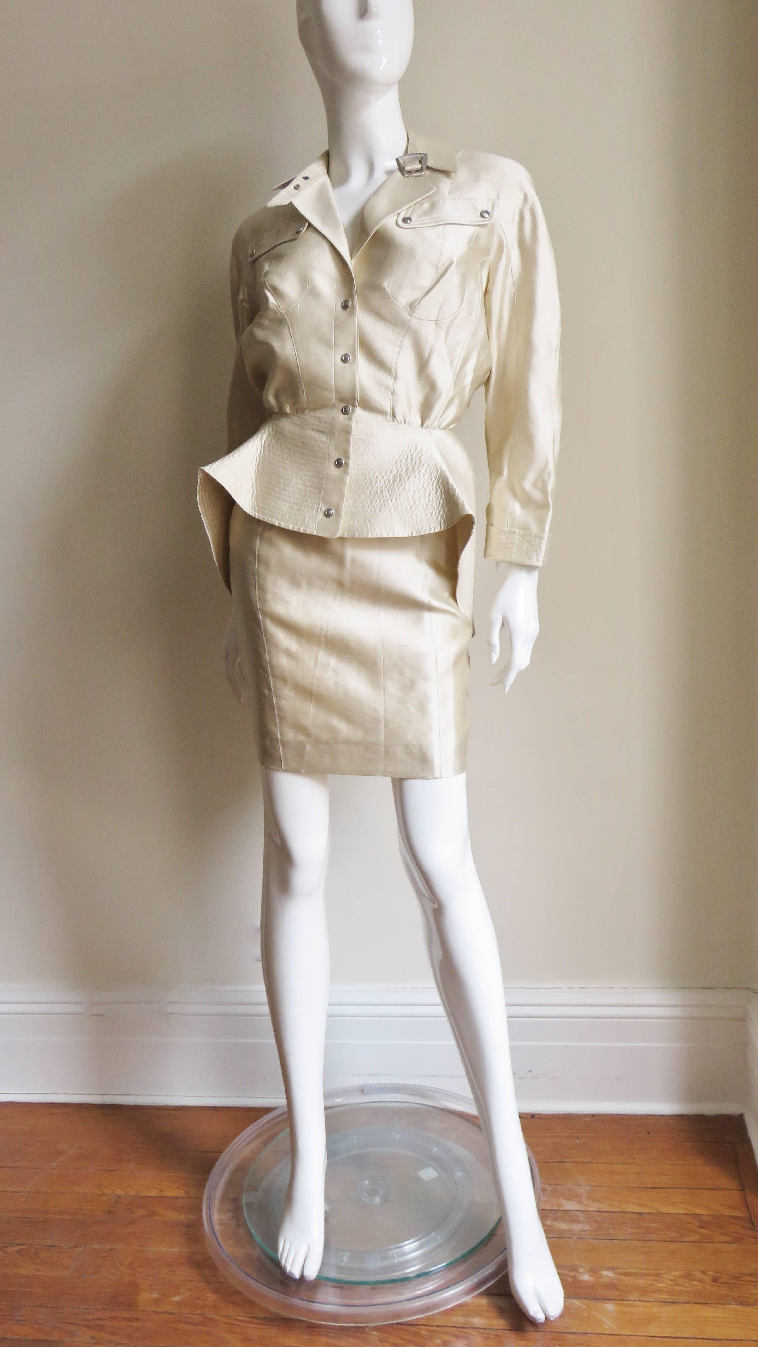 Thierry Mugler Silk Skirt Suit 1