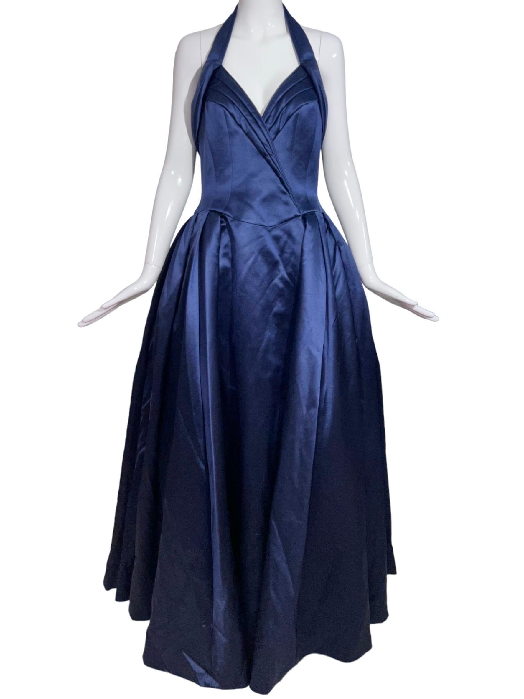 1990's Thierry Mugler Haute Couture Blue Medieval Gown Jacket Ensemble With Tags In New Condition In Concord, NC