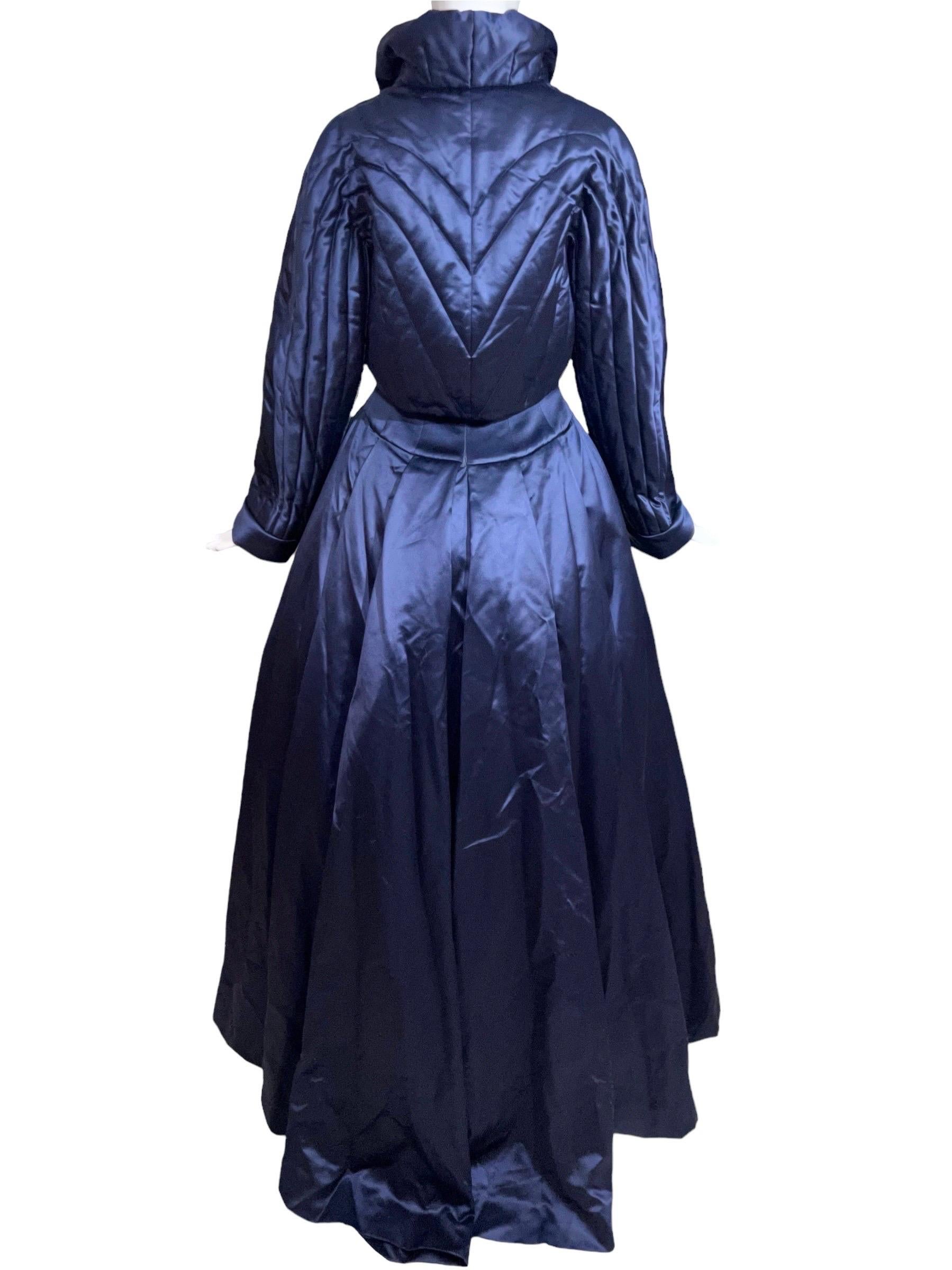 Women's 1990's Thierry Mugler Haute Couture Blue Medieval Gown Jacket Ensemble With Tags