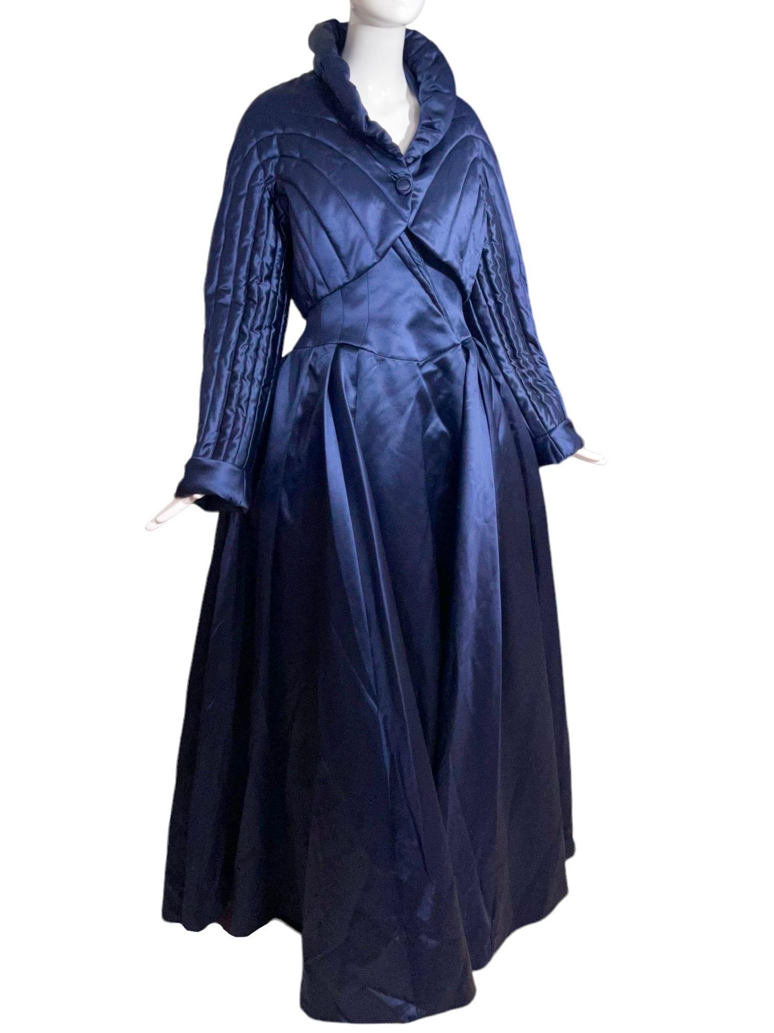 1990's Thierry Mugler Haute Couture Blue Medieval Gown Jacket Ensemble With Tags 1
