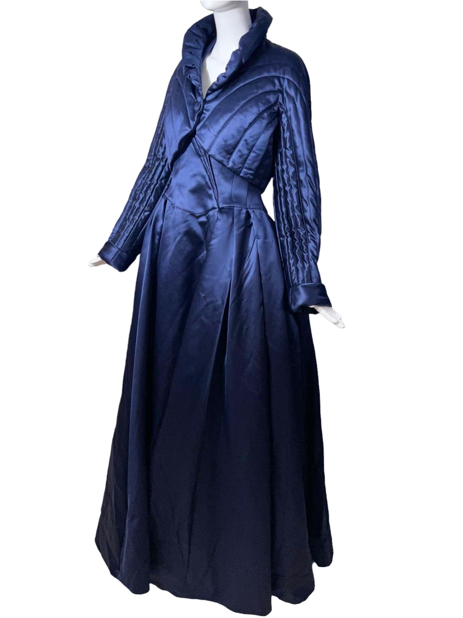 1990's Thierry Mugler Haute Couture Blue Medieval Gown Jacket Ensemble With Tags 2