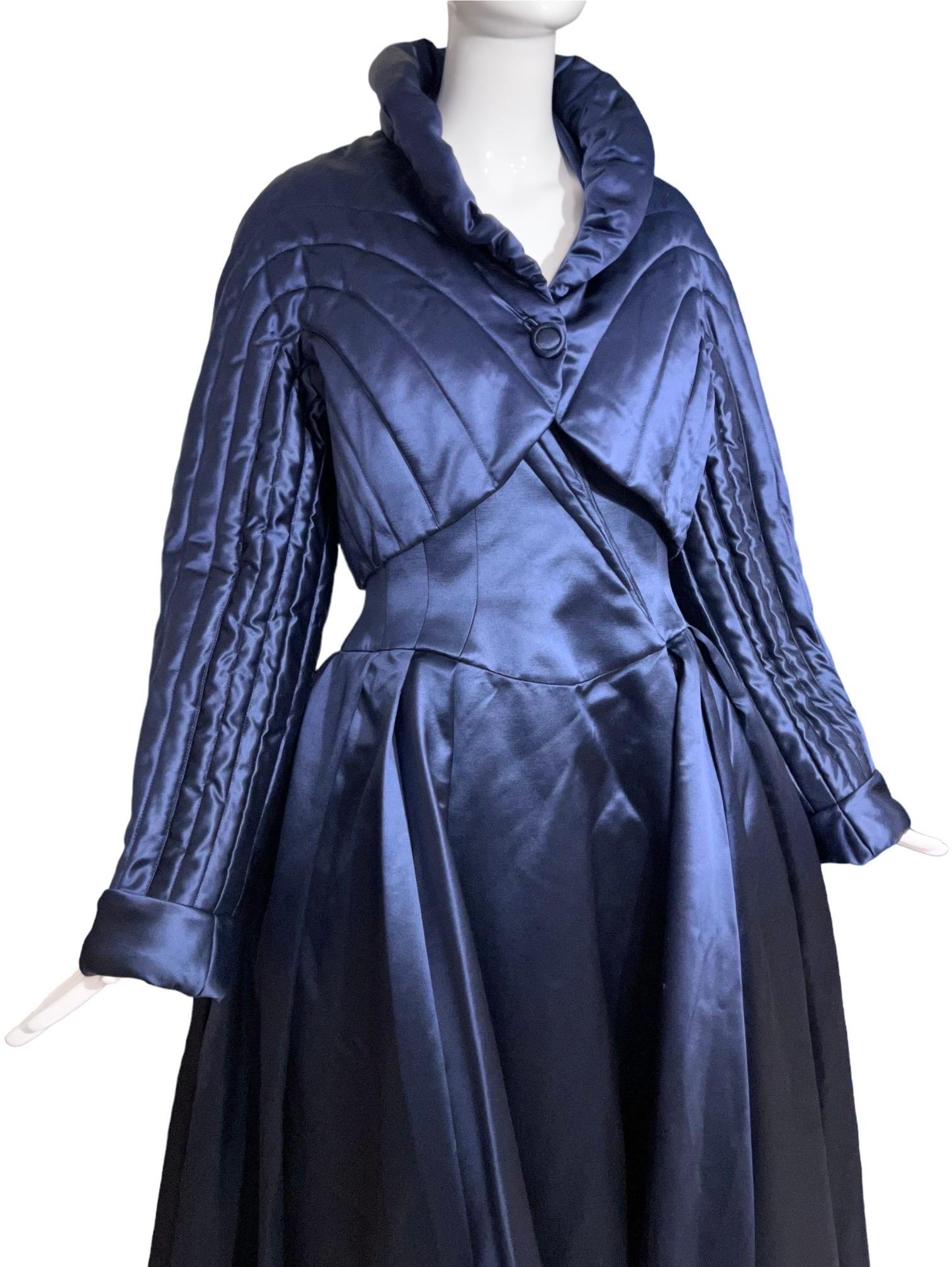 1990's Thierry Mugler Haute Couture Blue Medieval Gown Jacket Ensemble With Tags 4