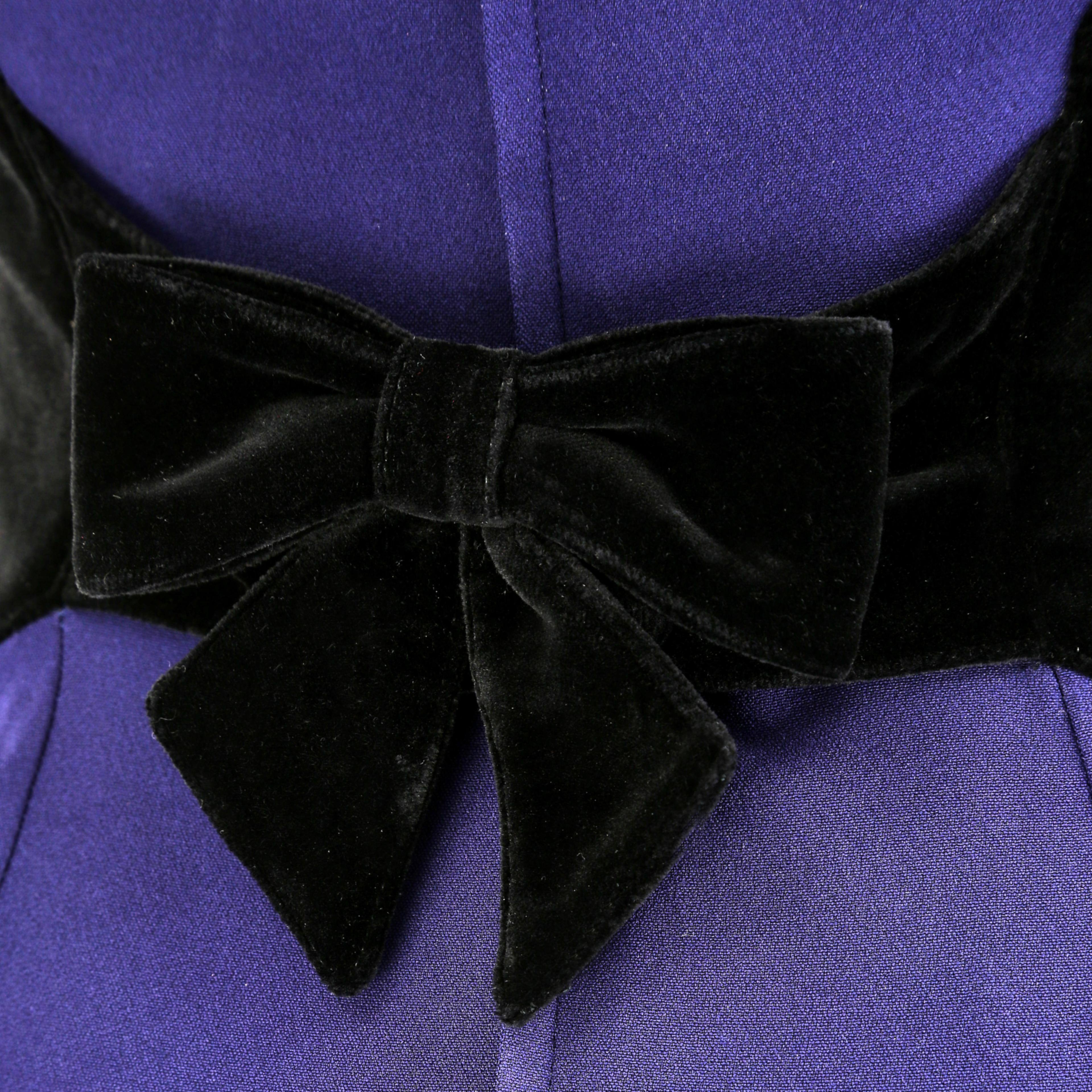 Blue 1990s Thierry Mugler Indigo and Black Velvet Dress For Sale