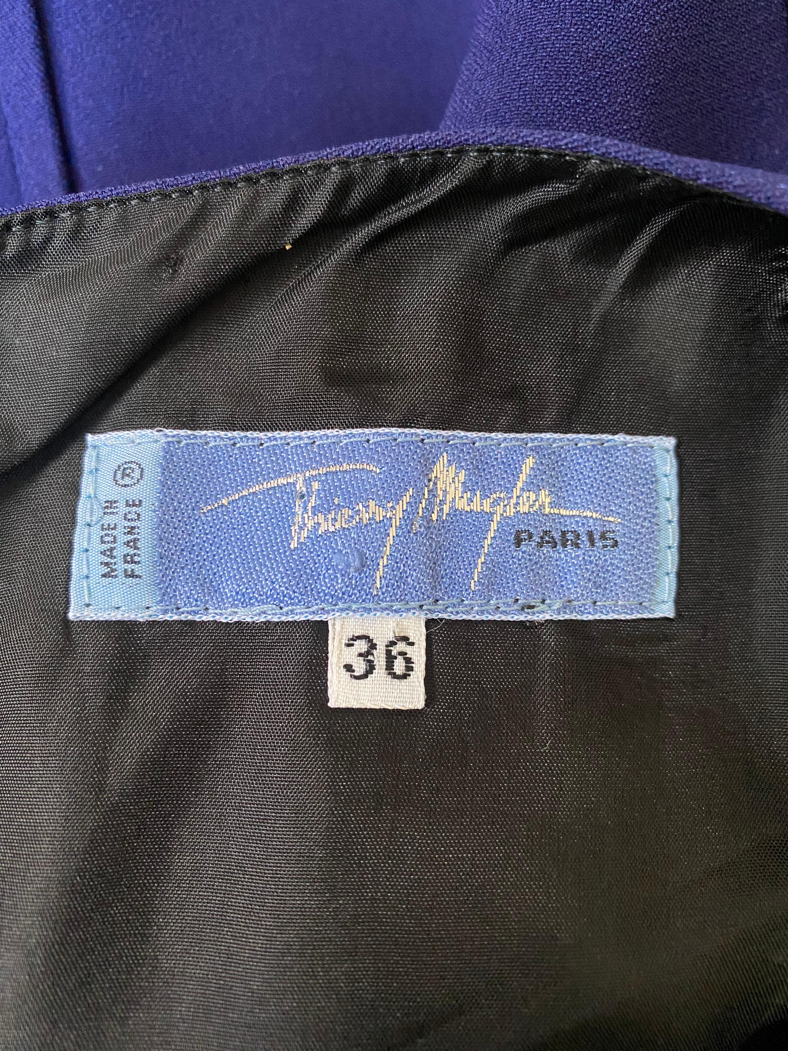 1990s Thierry Mugler Indigo and Black Velvet Dress In Excellent Condition For Sale In London, GB