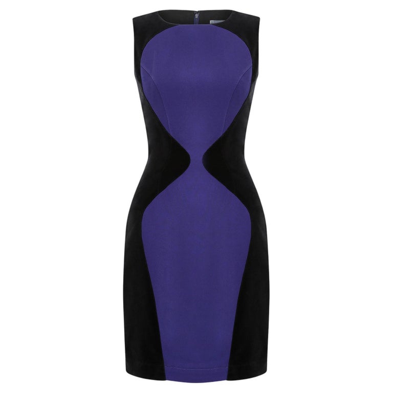1990s Thierry Mugler Indigo and Black Velvet Dress For Sale at 1stDibs