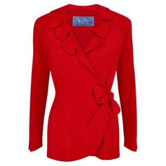 1990s Thierry Mugler Lipstick Red Wiggle Collar Jacket