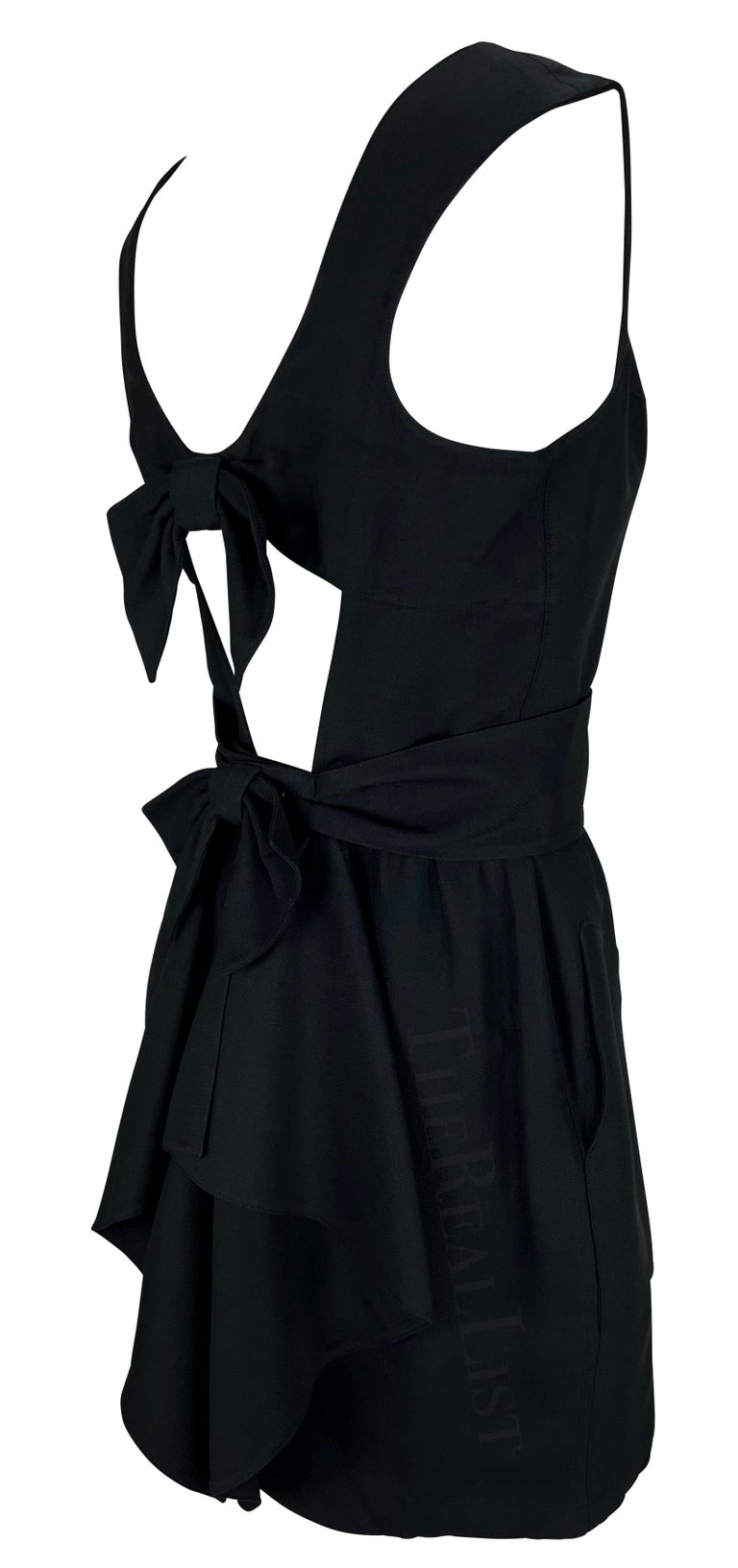1990s Thierry Mugler Little Black Double Bow Cutout Belted Mini Dress For  Sale at 1stDibs