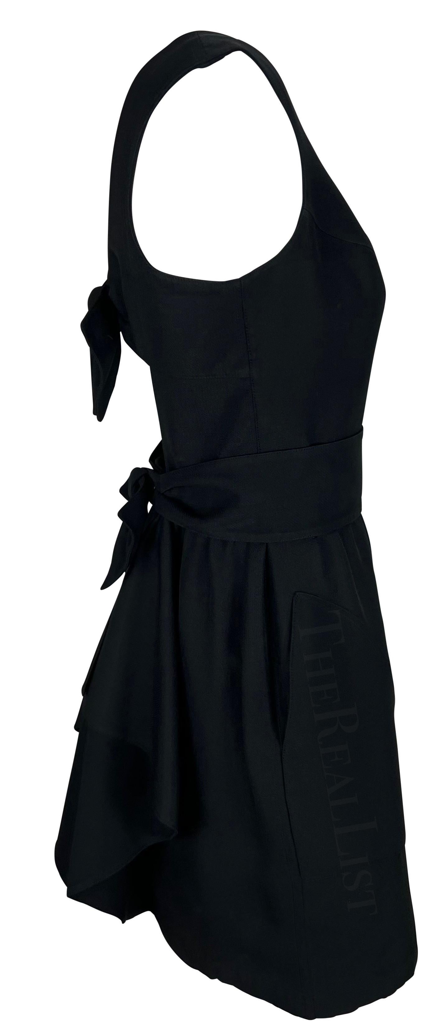 Women's 1990s Thierry Mugler Little Black Double Bow Cutout Belted Mini Dress For Sale