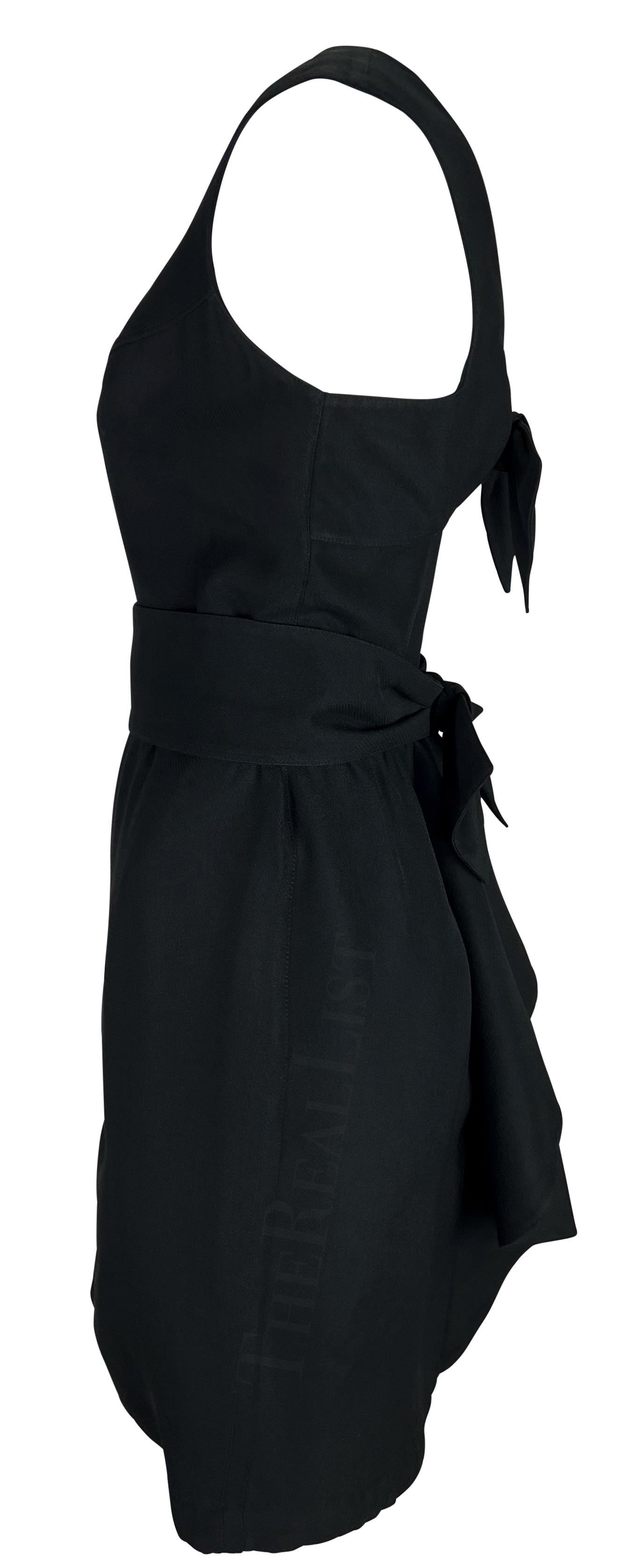 1990s Thierry Mugler Little Black Double Bow Cutout Belted Mini Dress For Sale 4