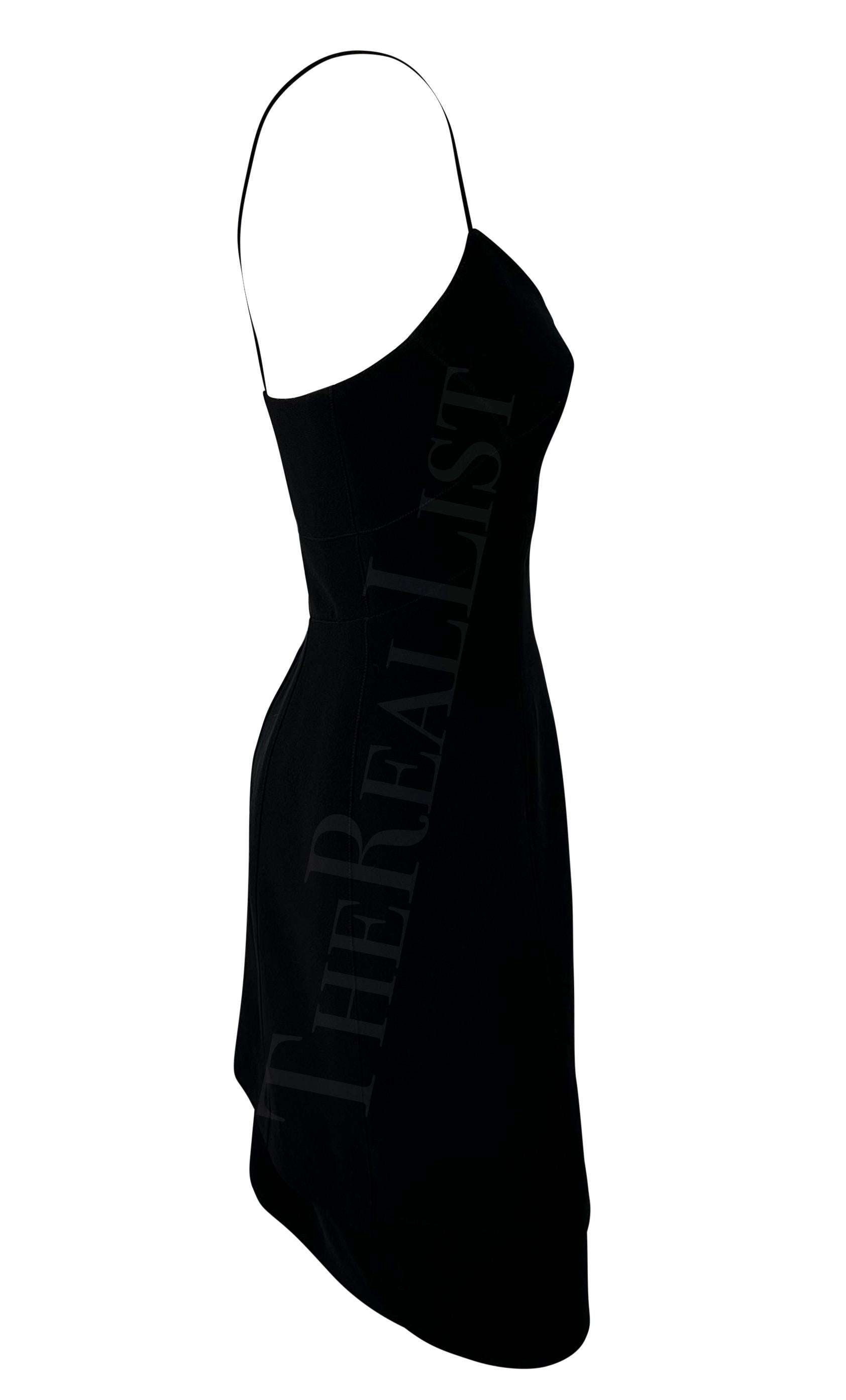 1990s Thierry Mugler Little Black Tiered Mini Slip Dress For Sale 1