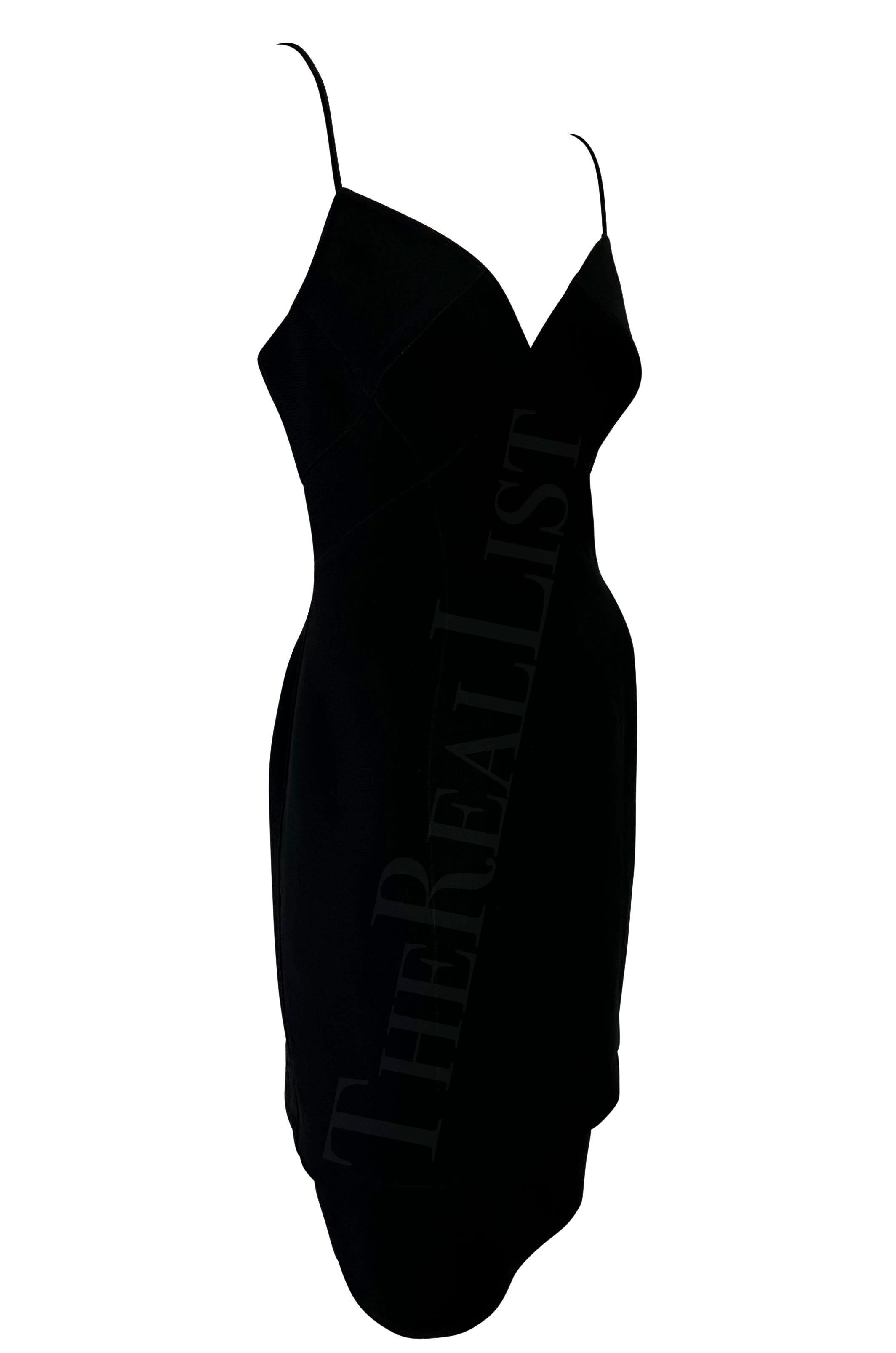 1990s Thierry Mugler Little Black Tiered Mini Slip Dress For Sale 2