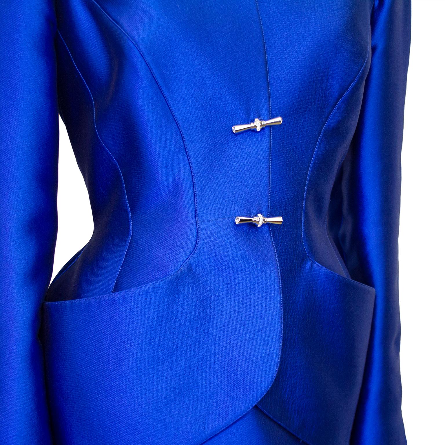 blue metallic suit